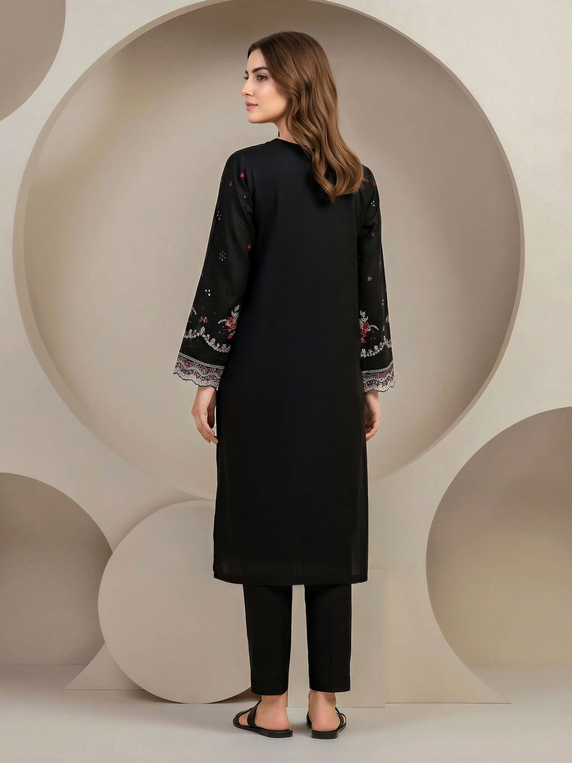 2 Piece Crepe Suit- Embroidered (Pret) - Image 3