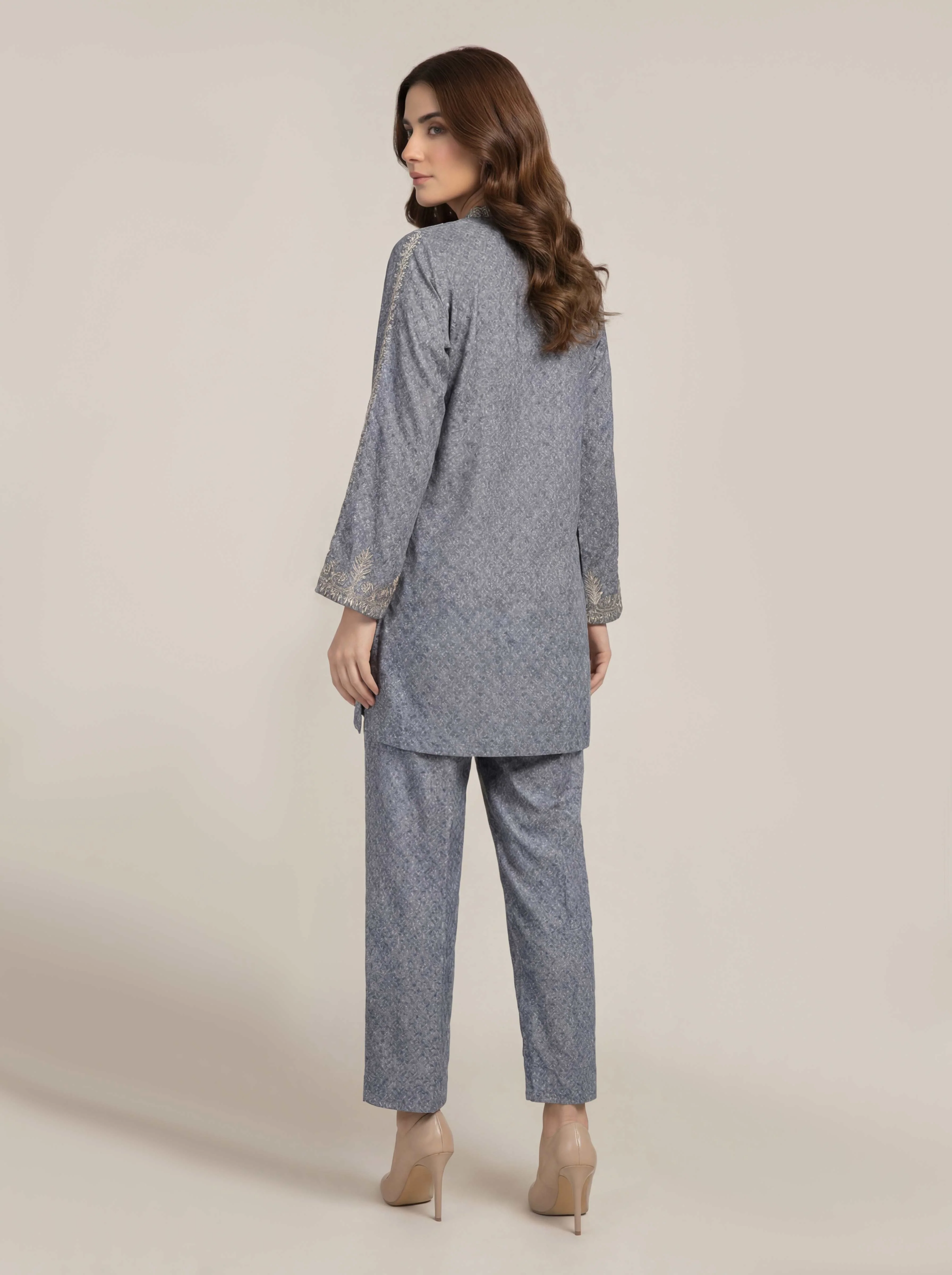 Self Jacquard Co-ord Set- Embroidered - Image 3