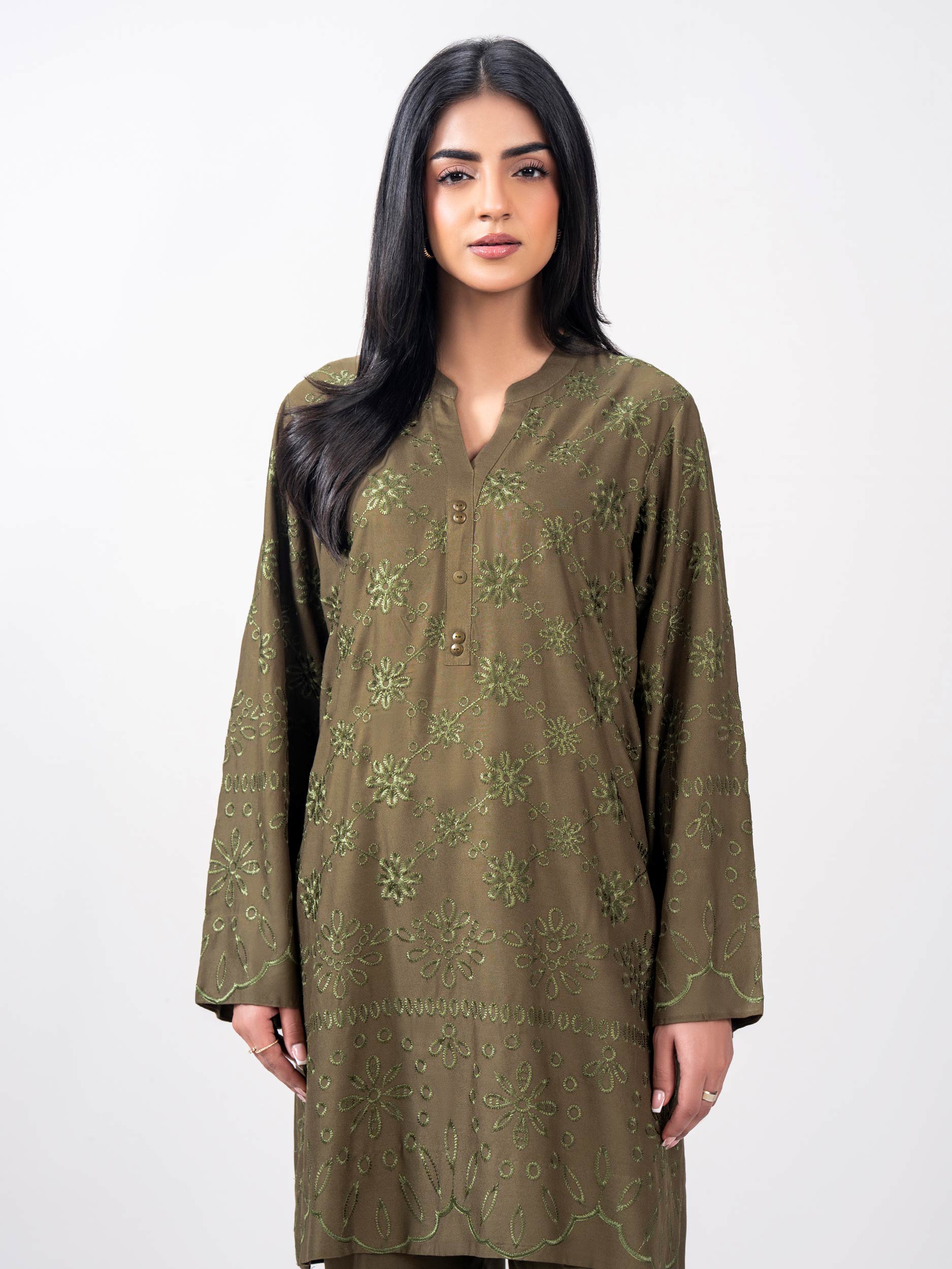 2 Piece Crepe Suit- Embroidered (Pret) - Image 4