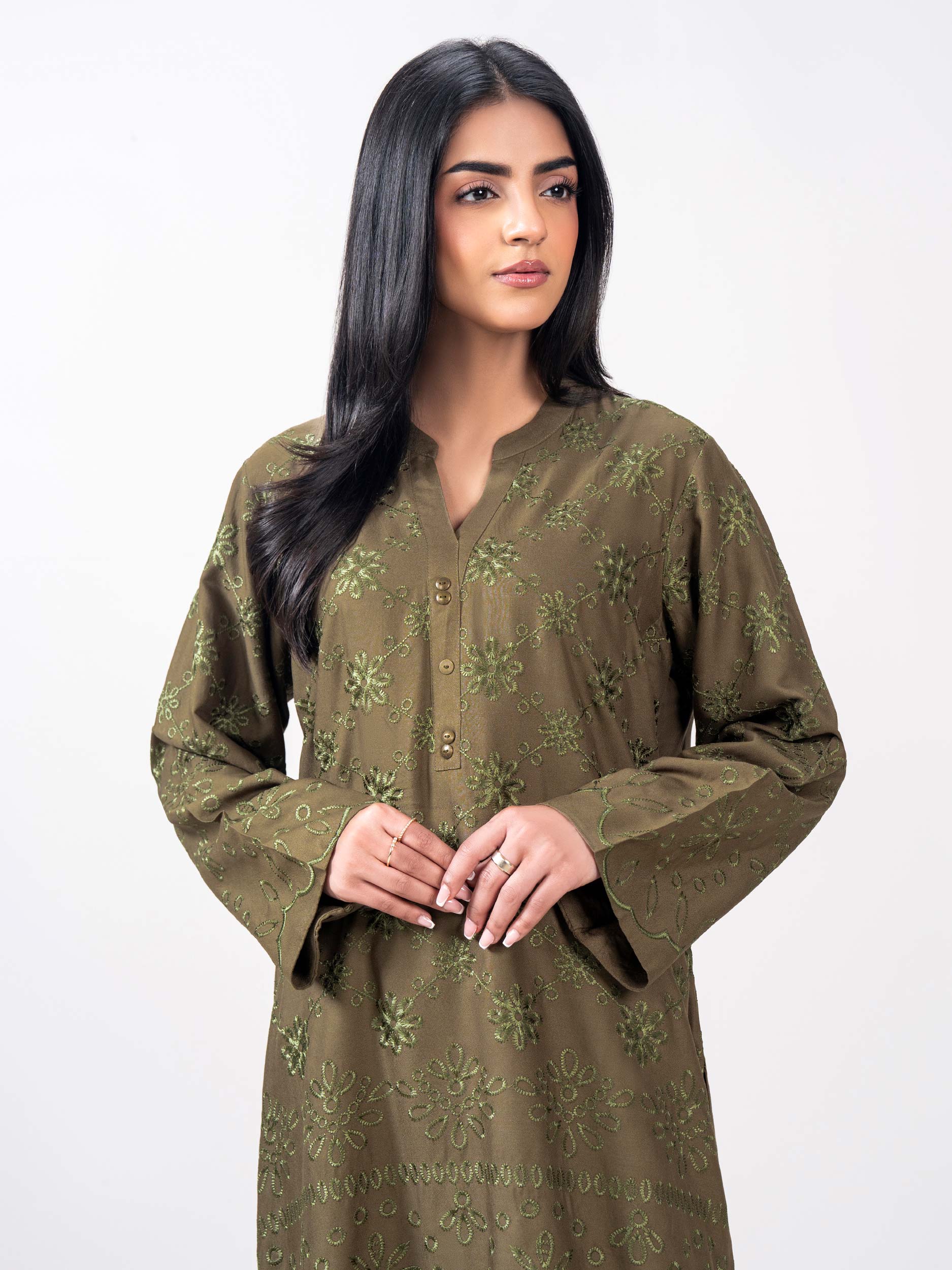 2 Piece Crepe Suit- Embroidered (Pret) - Image 5