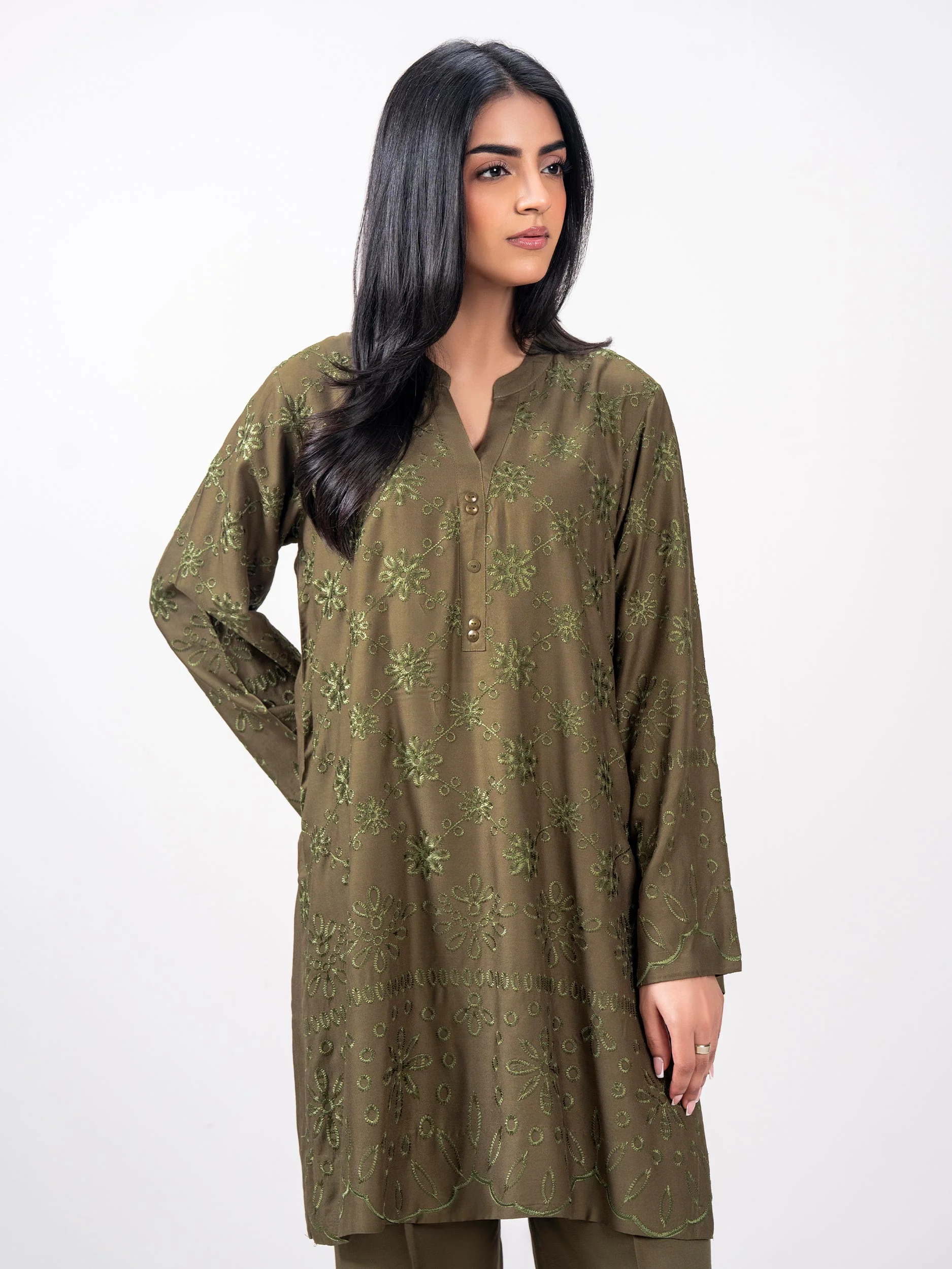 2 Piece Crepe Suit- Embroidered (Pret) - Image 6