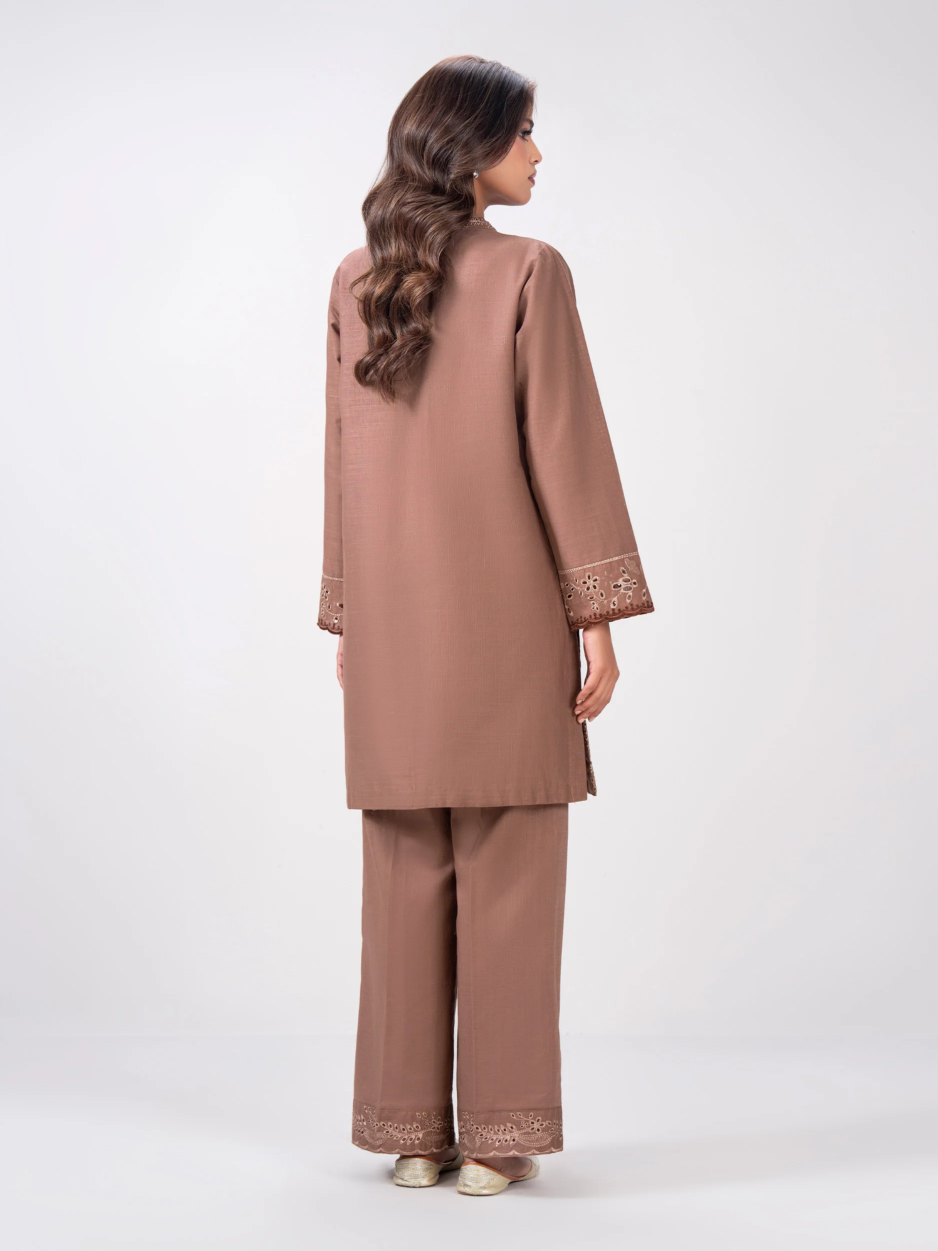 2 Piece Slub Khaddar Suit- Embroidered (Pret) - Image 3