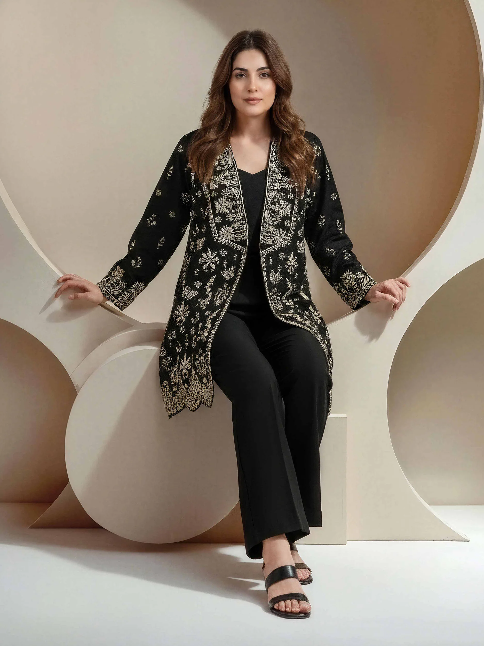 2 Piece Khaddi Silk Suit-Embroidered (Pret) - Image 2