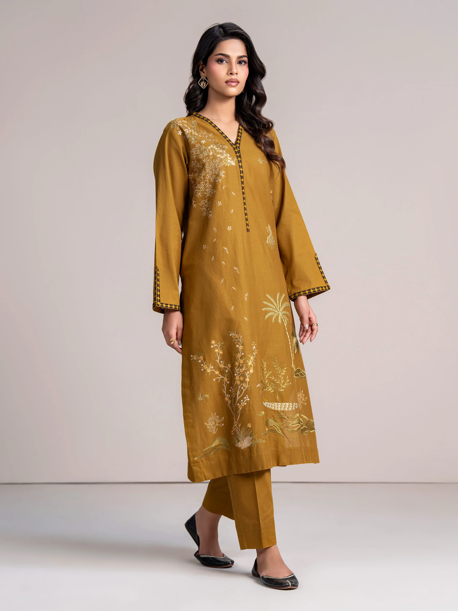 2-Piece Khaddar Suit-Embroidered (Pret) - Image 2