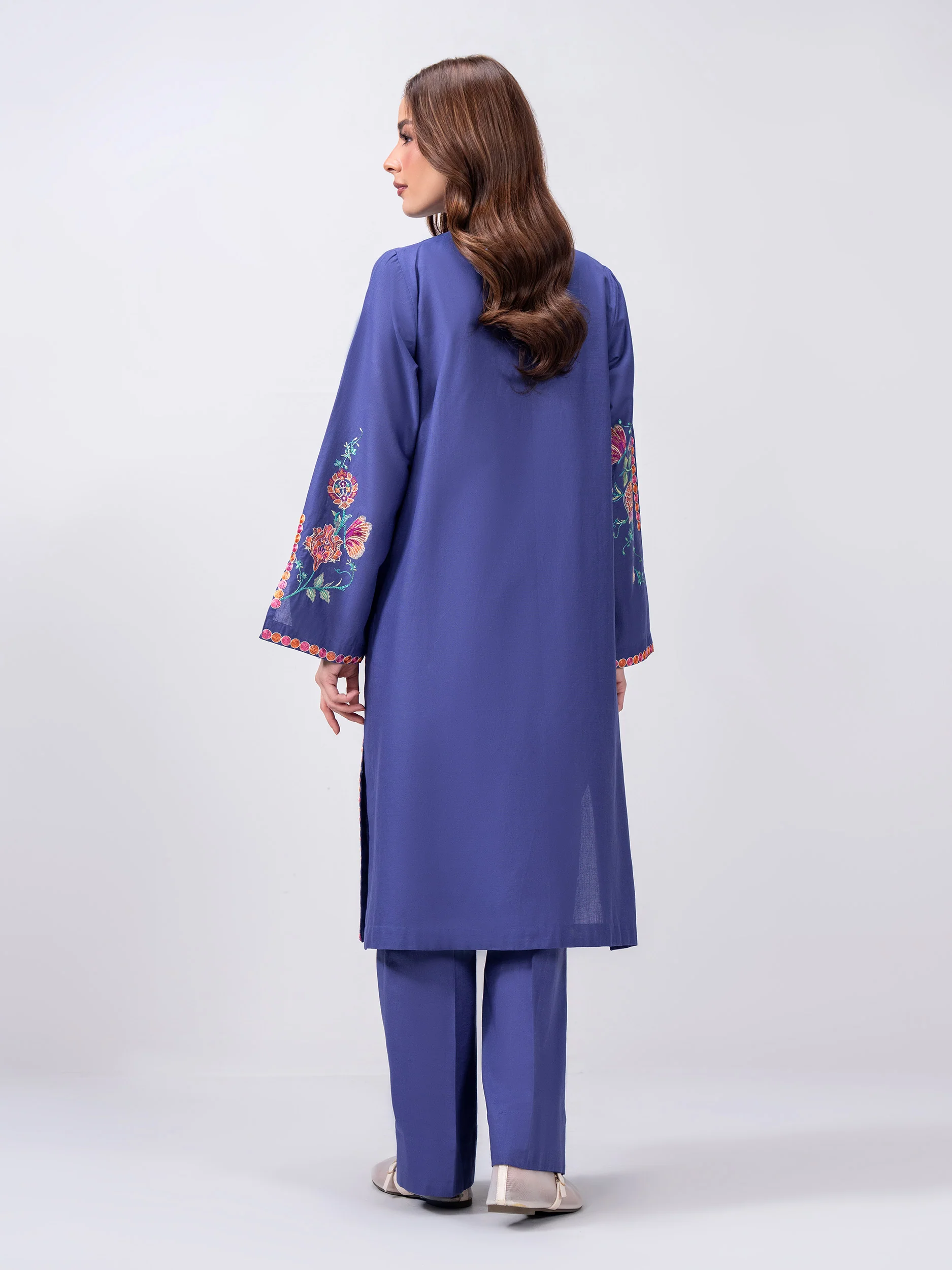 2 Piece Slub Khaddar Suit- Embroidered (Pret) - Image 3