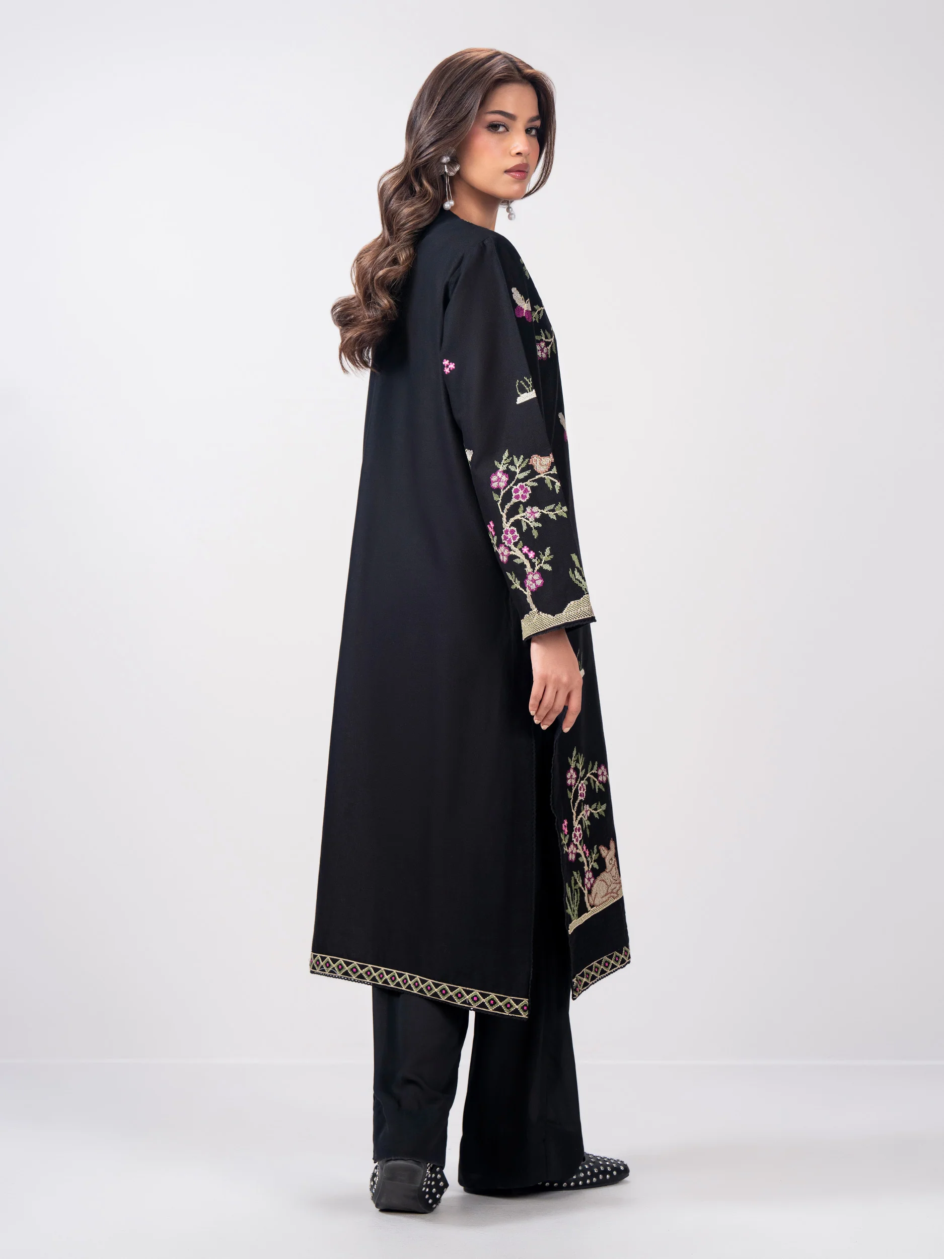 Khaddar Shirt- Embroidered Pret - Image 2