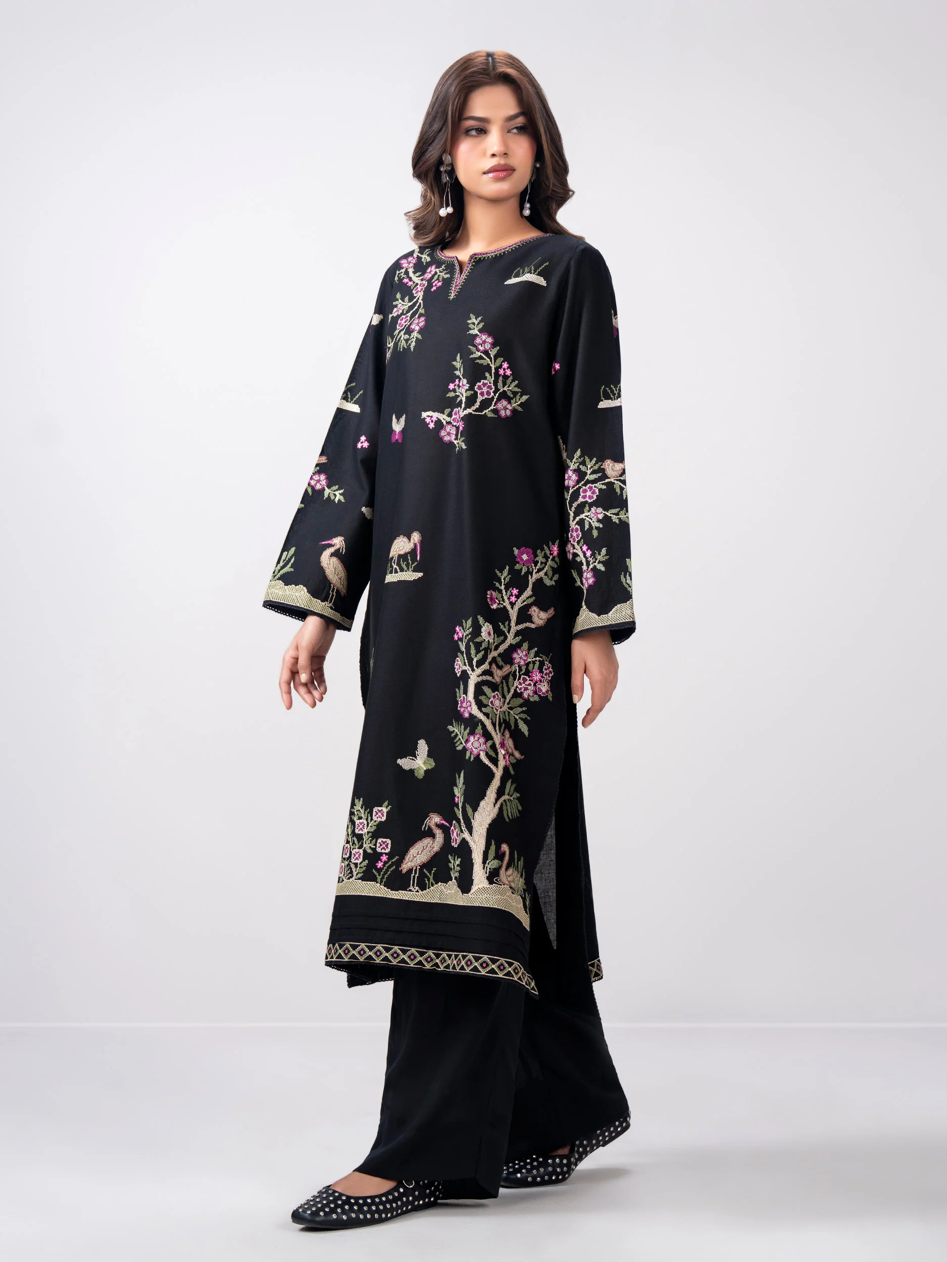 Khaddar Shirt- Embroidered Pret - Image 6