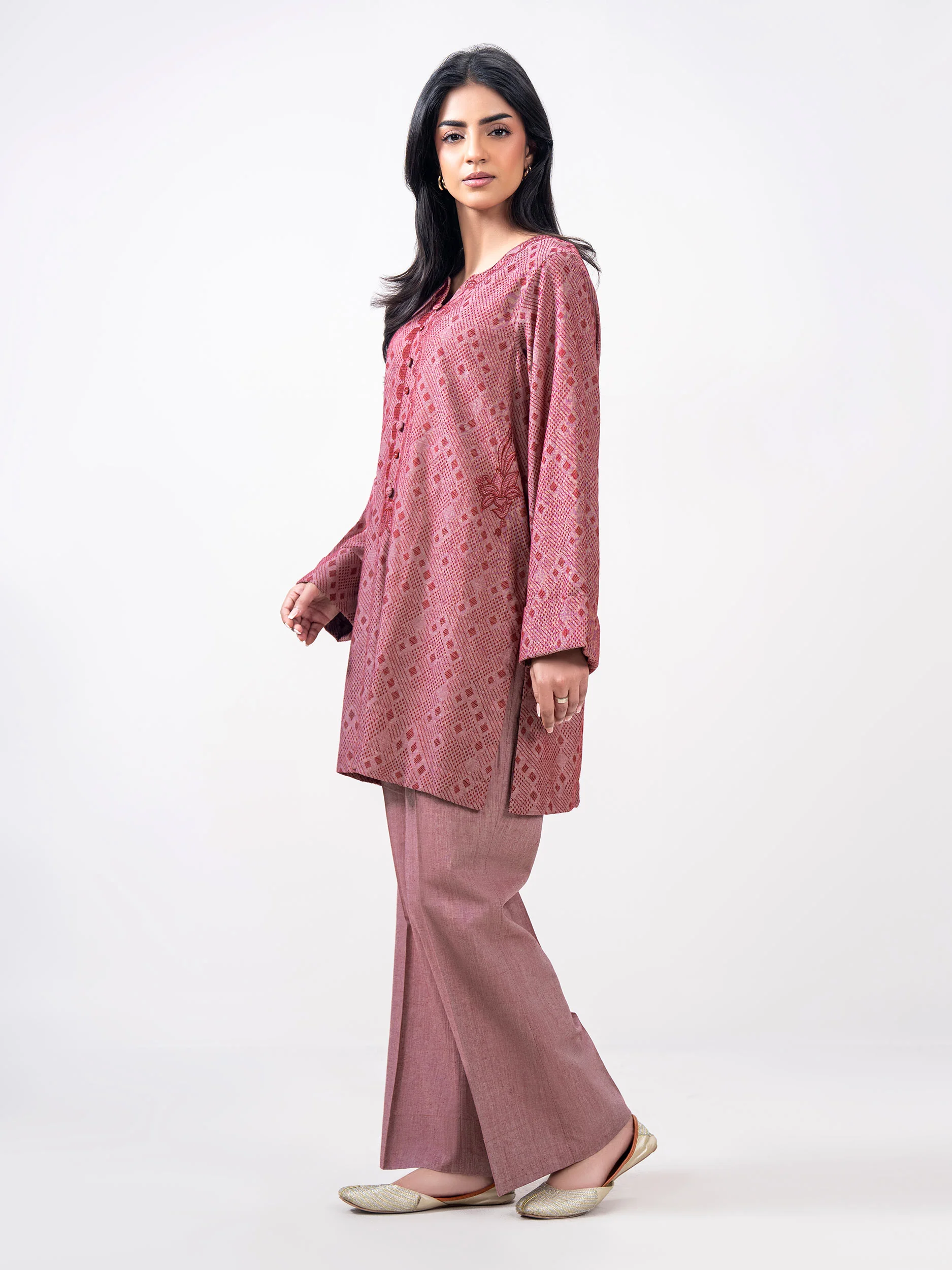 2 Piece Jacquard Yarn Dyed Suit- Embroidered (Pret) - Image 2