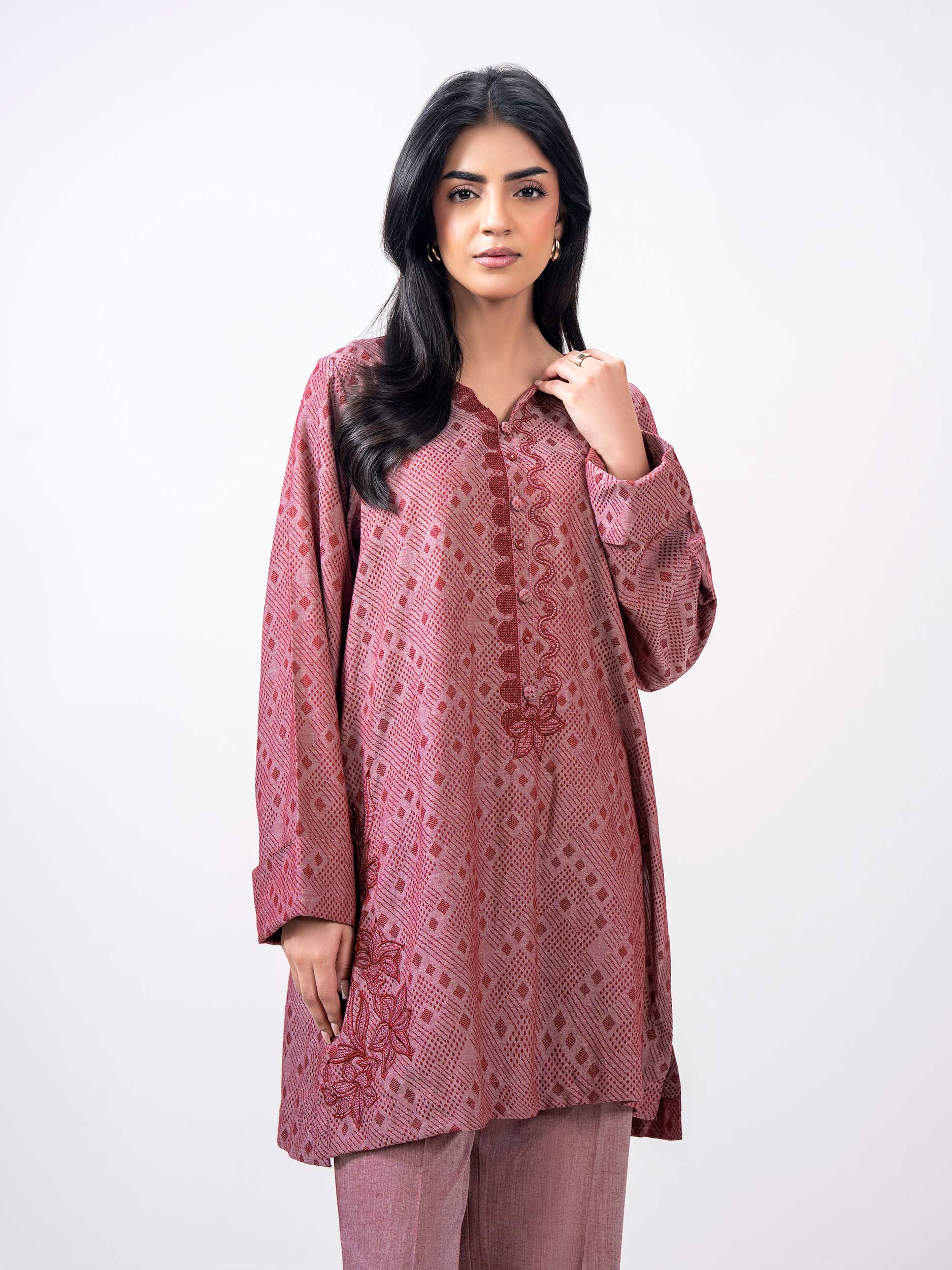 2 Piece Jacquard Yarn Dyed Suit- Embroidered (Pret) - Image 4