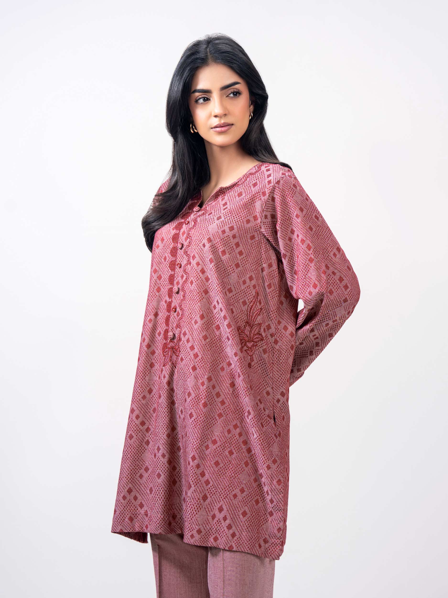 2 Piece Jacquard Yarn Dyed Suit- Embroidered (Pret) - Image 5