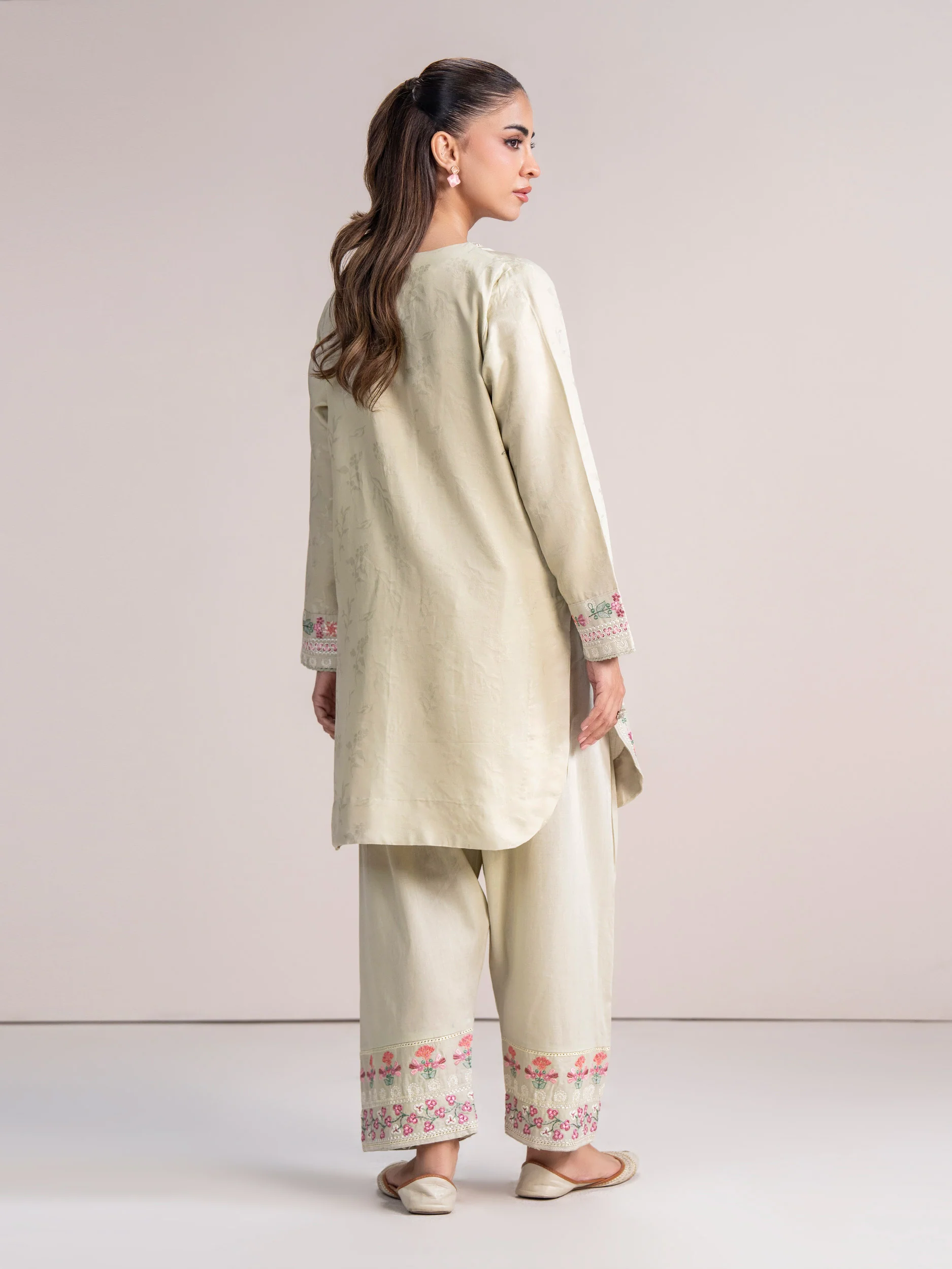 Self Jacquard Suit- Embroidered (Pret) - Image 3