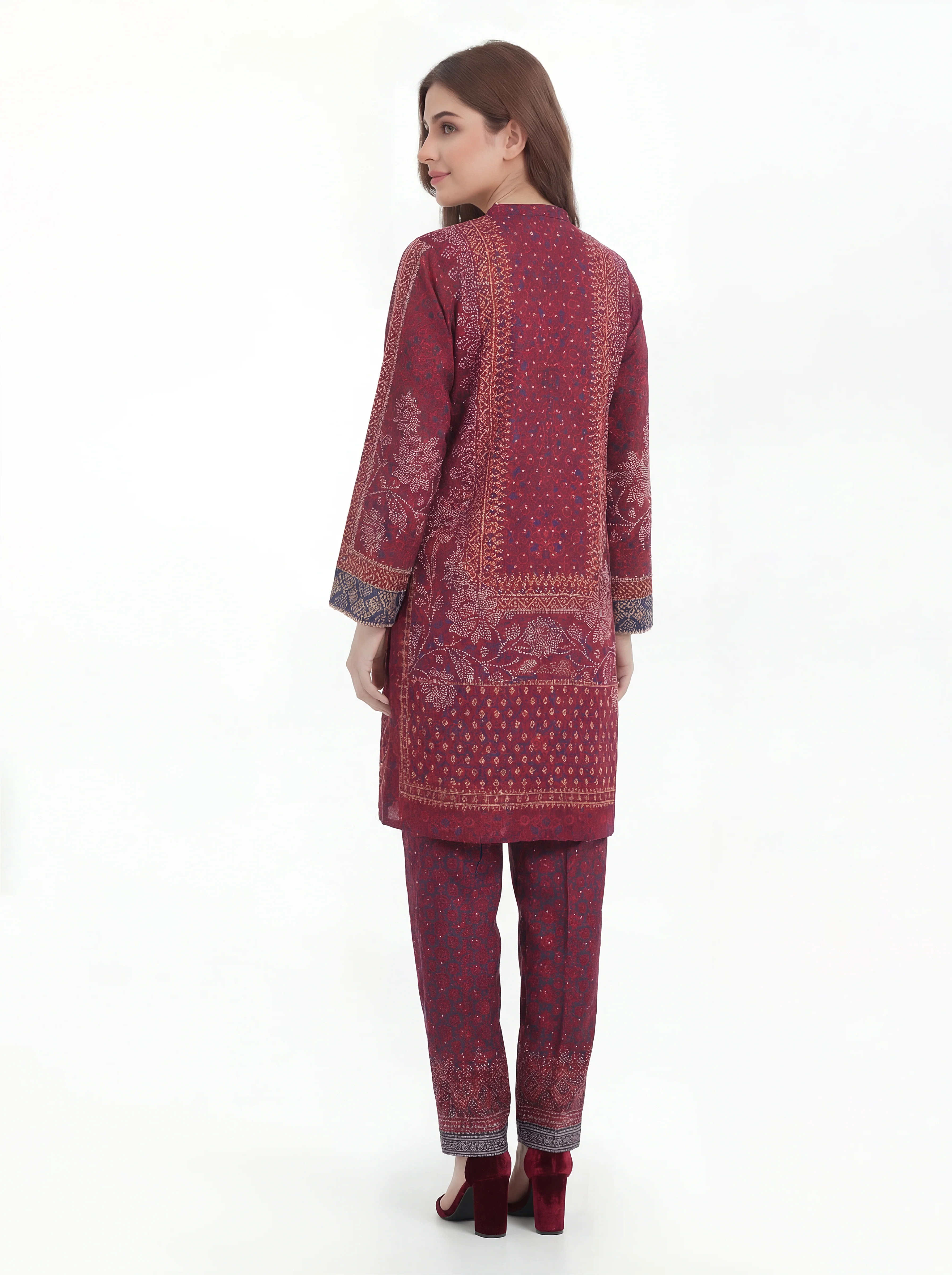 2 Piece Satin Suit (Pret) - Image 2