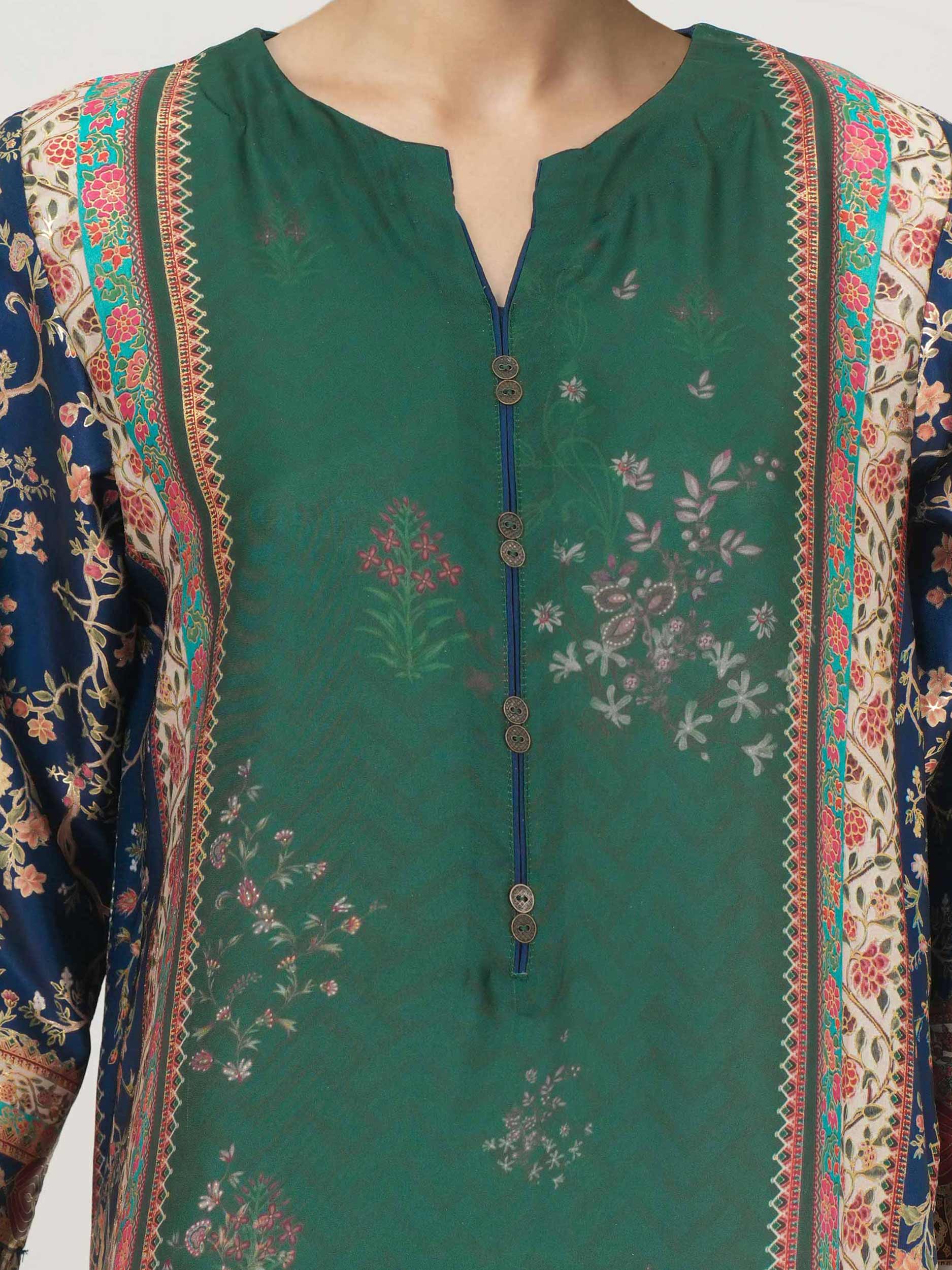 3 Piece Silk Suit- Embroidered (Pret) - Image 4