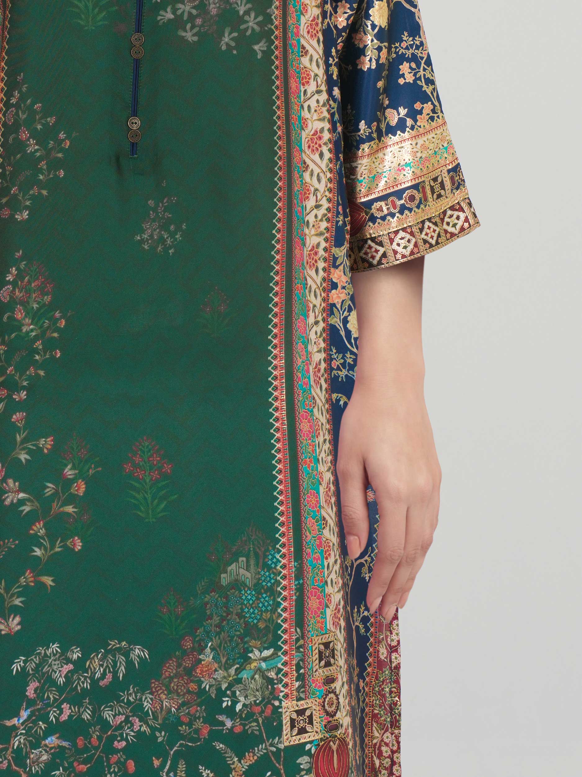 3 Piece Silk Suit- Embroidered (Pret) - Image 5