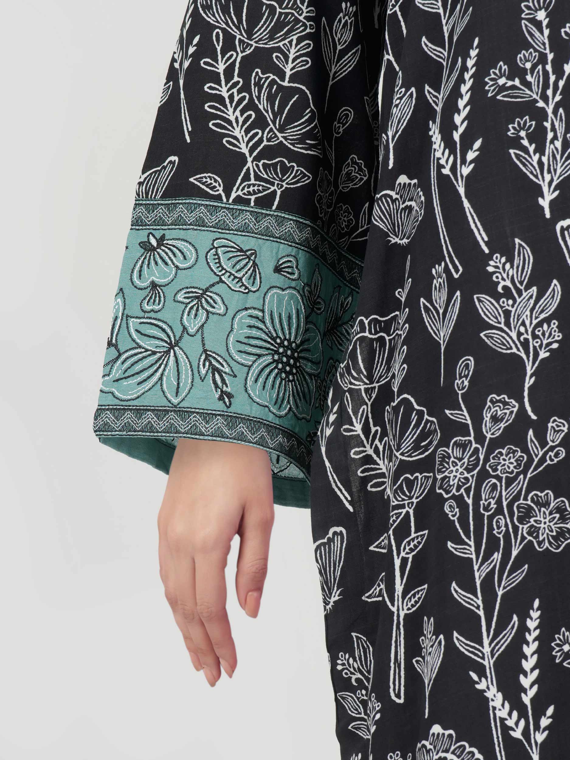 2 Piece Viscose Slub Suit- Embroidered (Pret) - Image 5