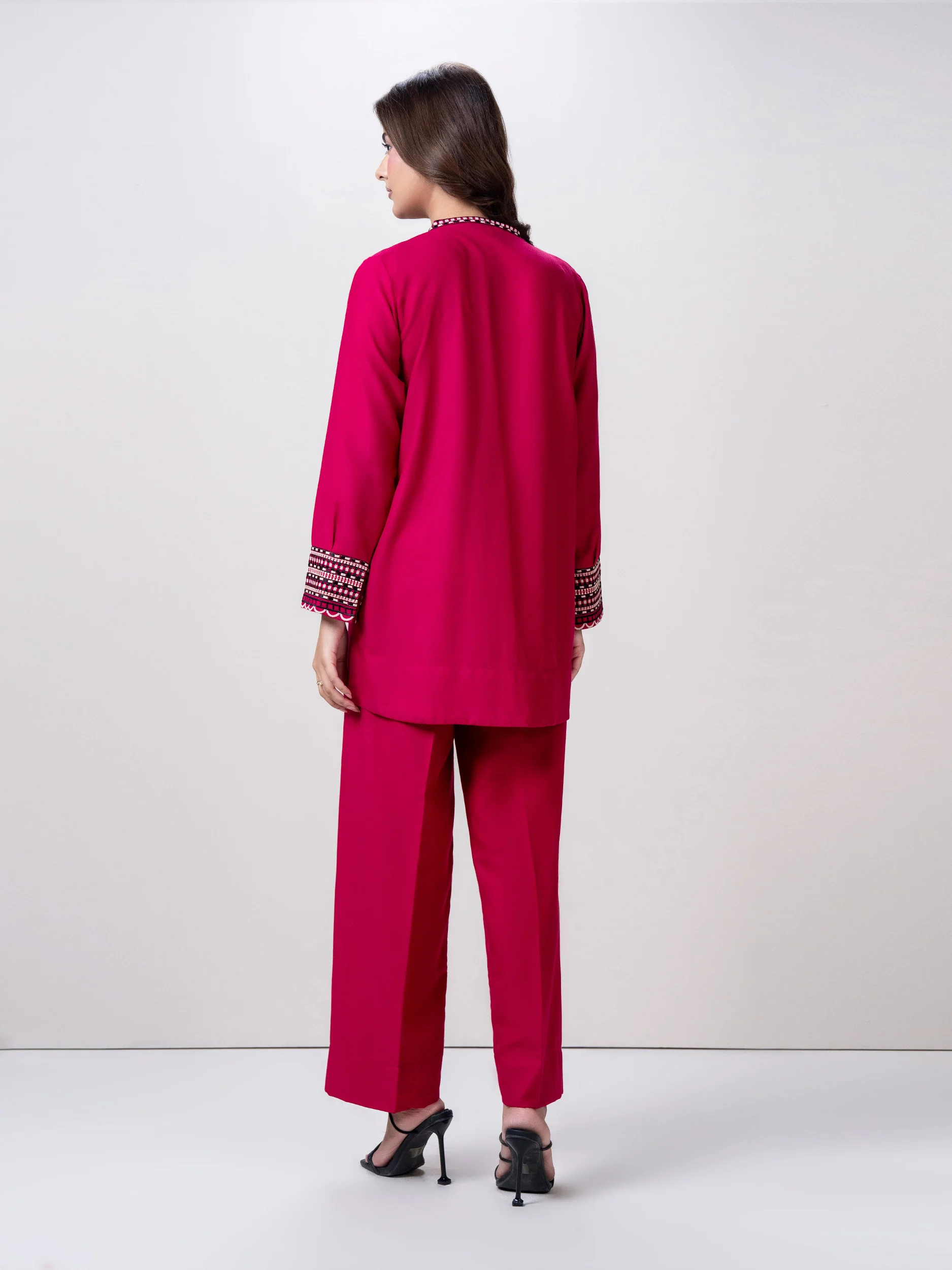 Self Jacquard Co-ord Set- Embroidered - Image 3