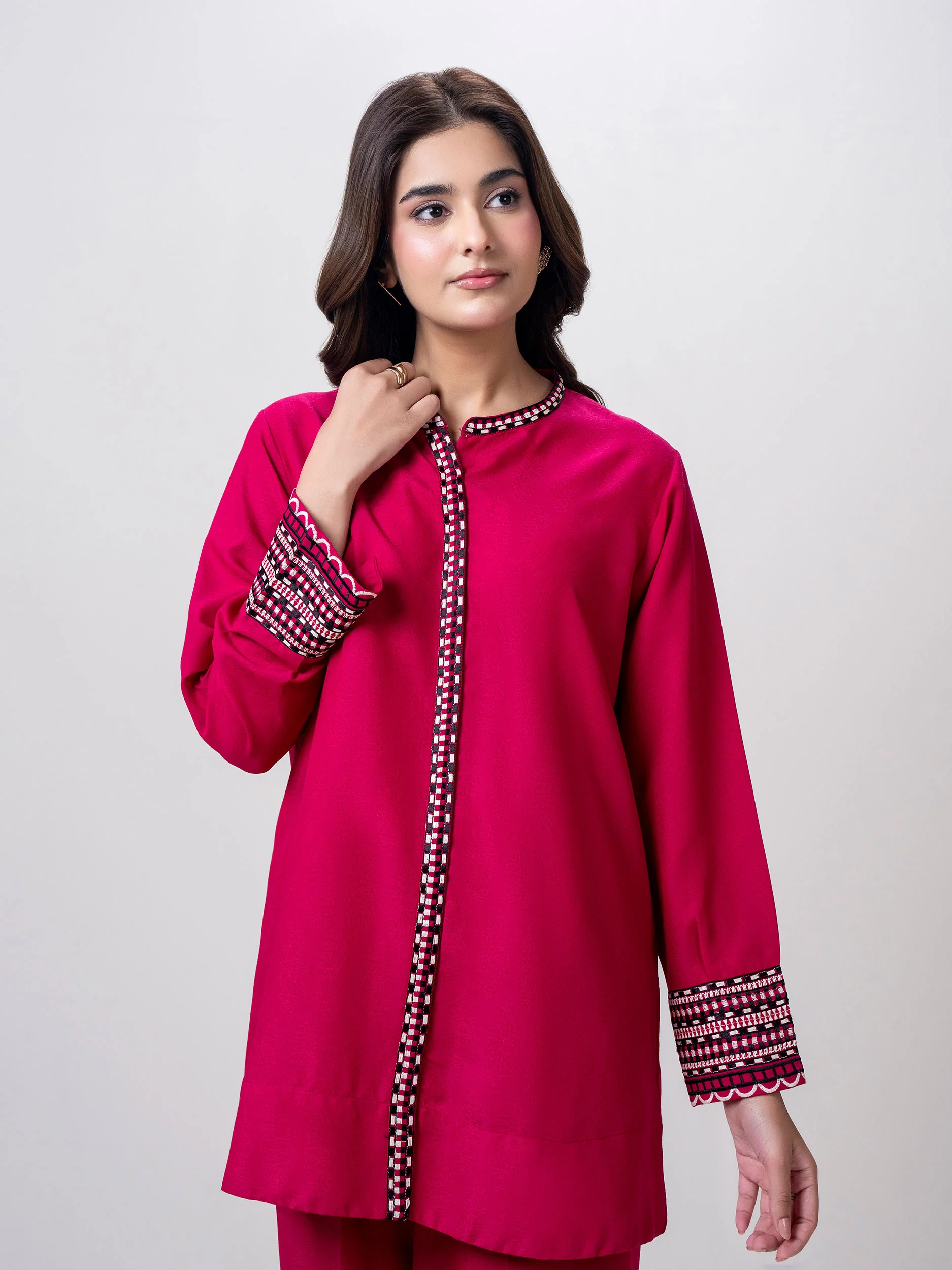 Self Jacquard Co-ord Set- Embroidered - Image 4