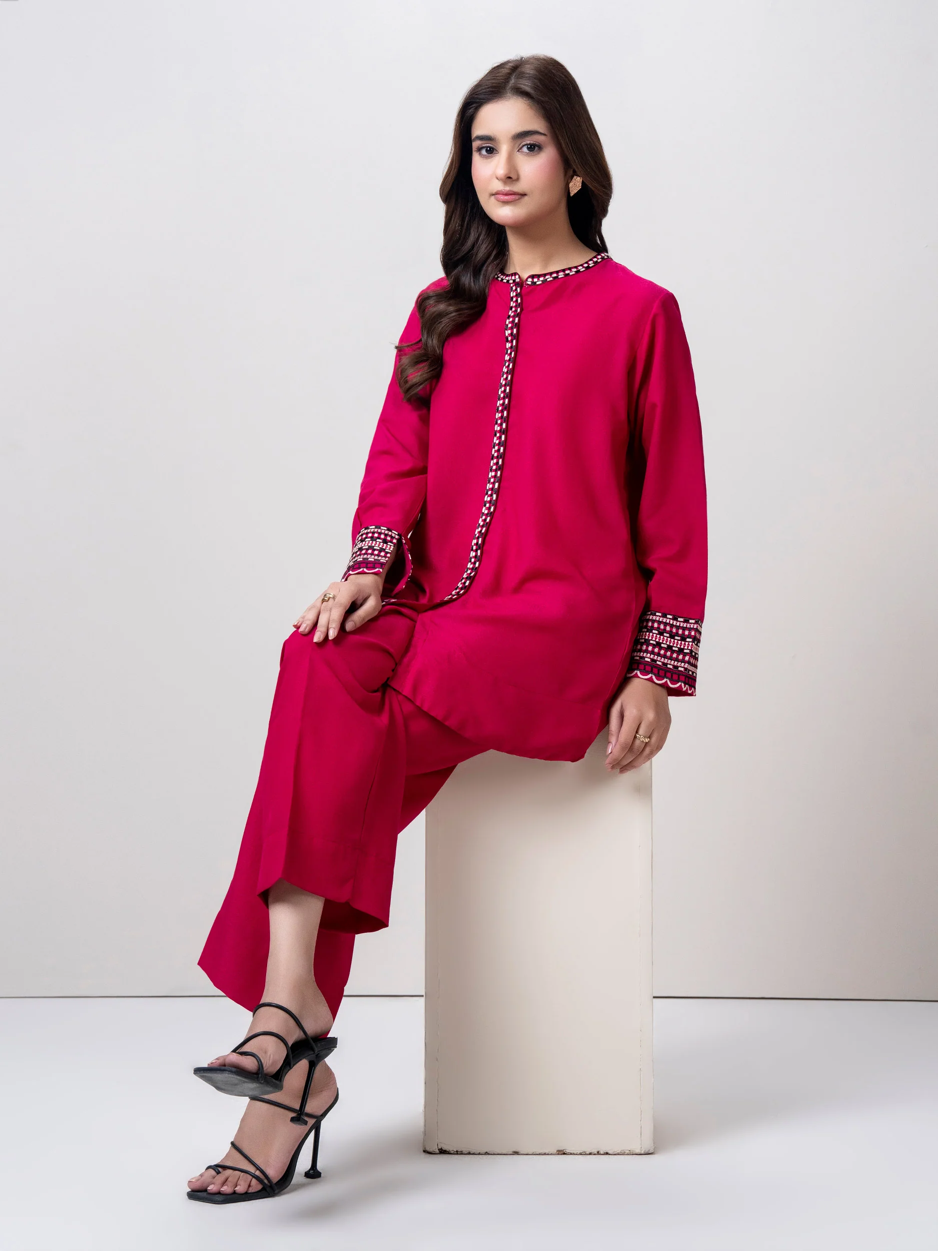 Self Jacquard Co-ord Set- Embroidered - Image 5