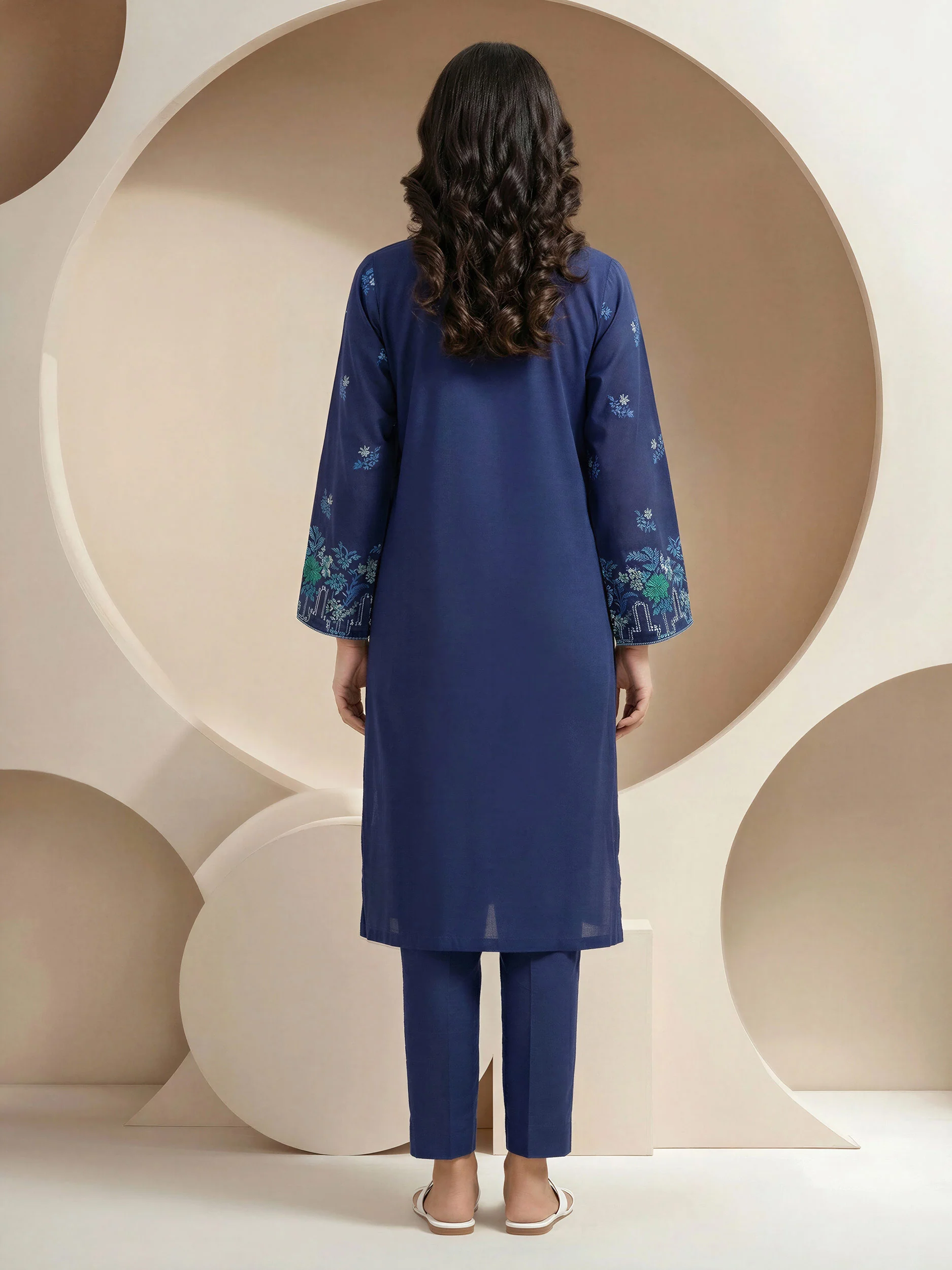2 Piece Satin Suit- Embroidered (Pret) - Image 3