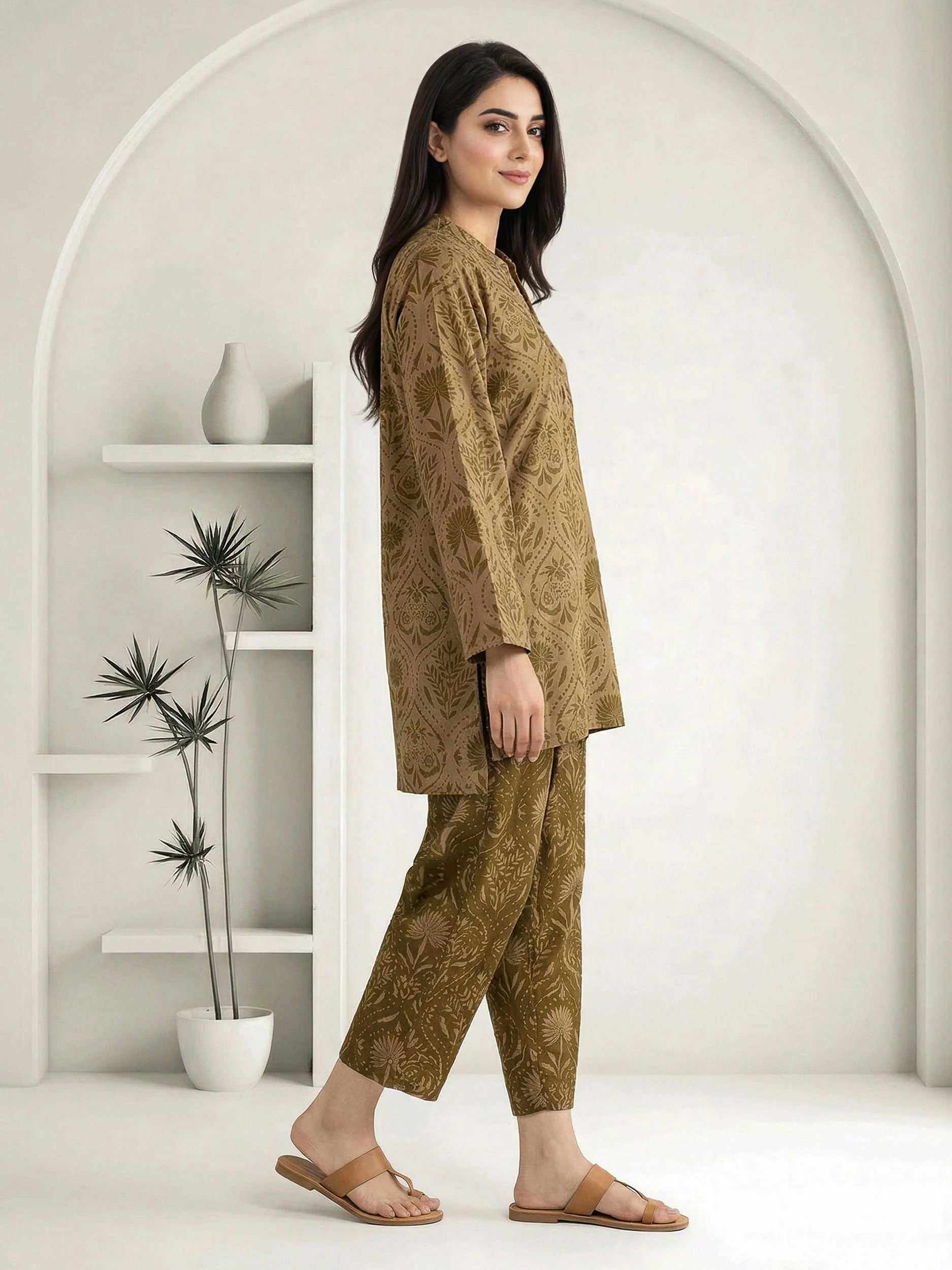 2 Piece Viscose Slub Suit (Pret) - Image 2