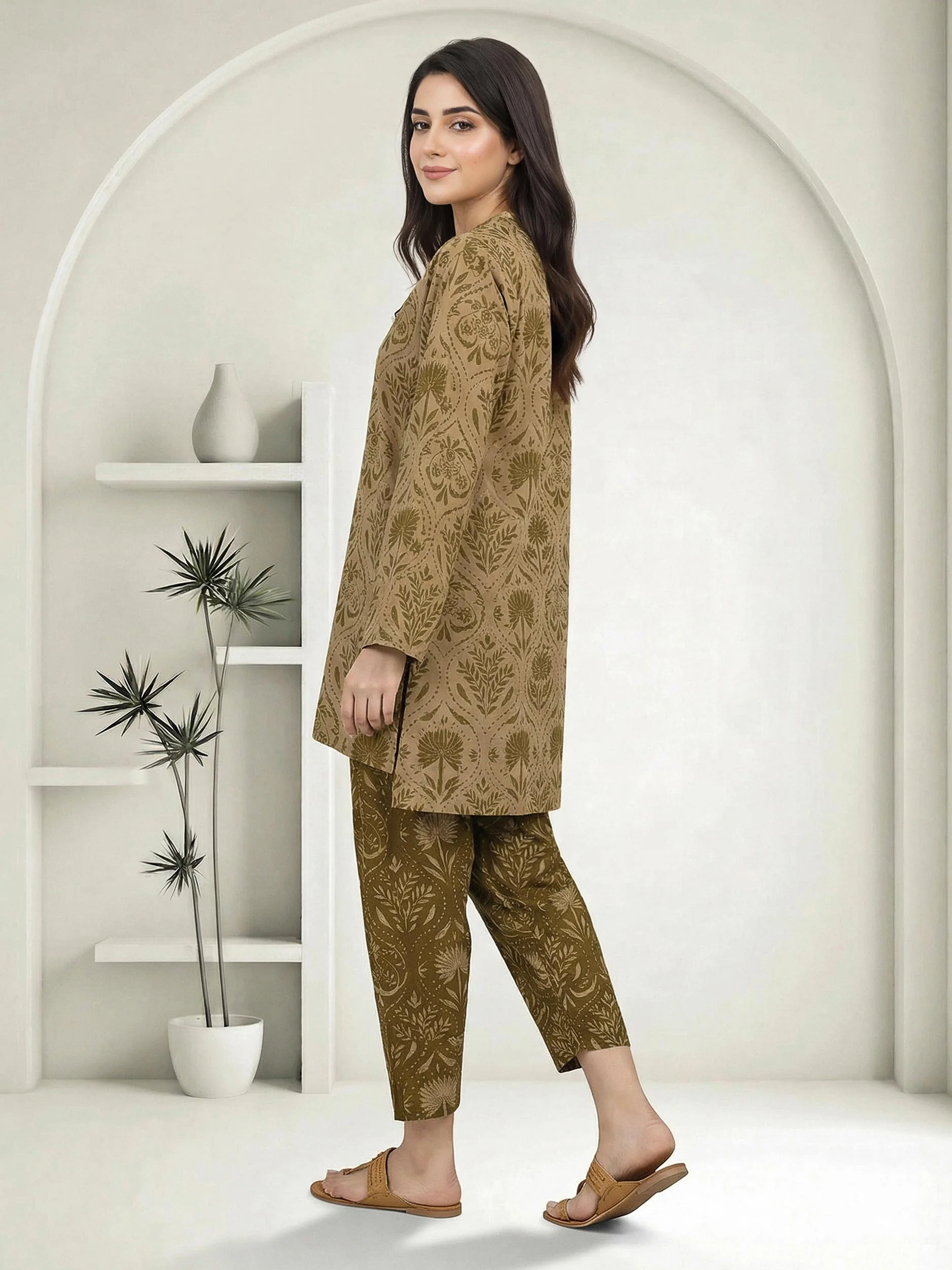 2 Piece Viscose Slub Suit (Pret) - Image 3