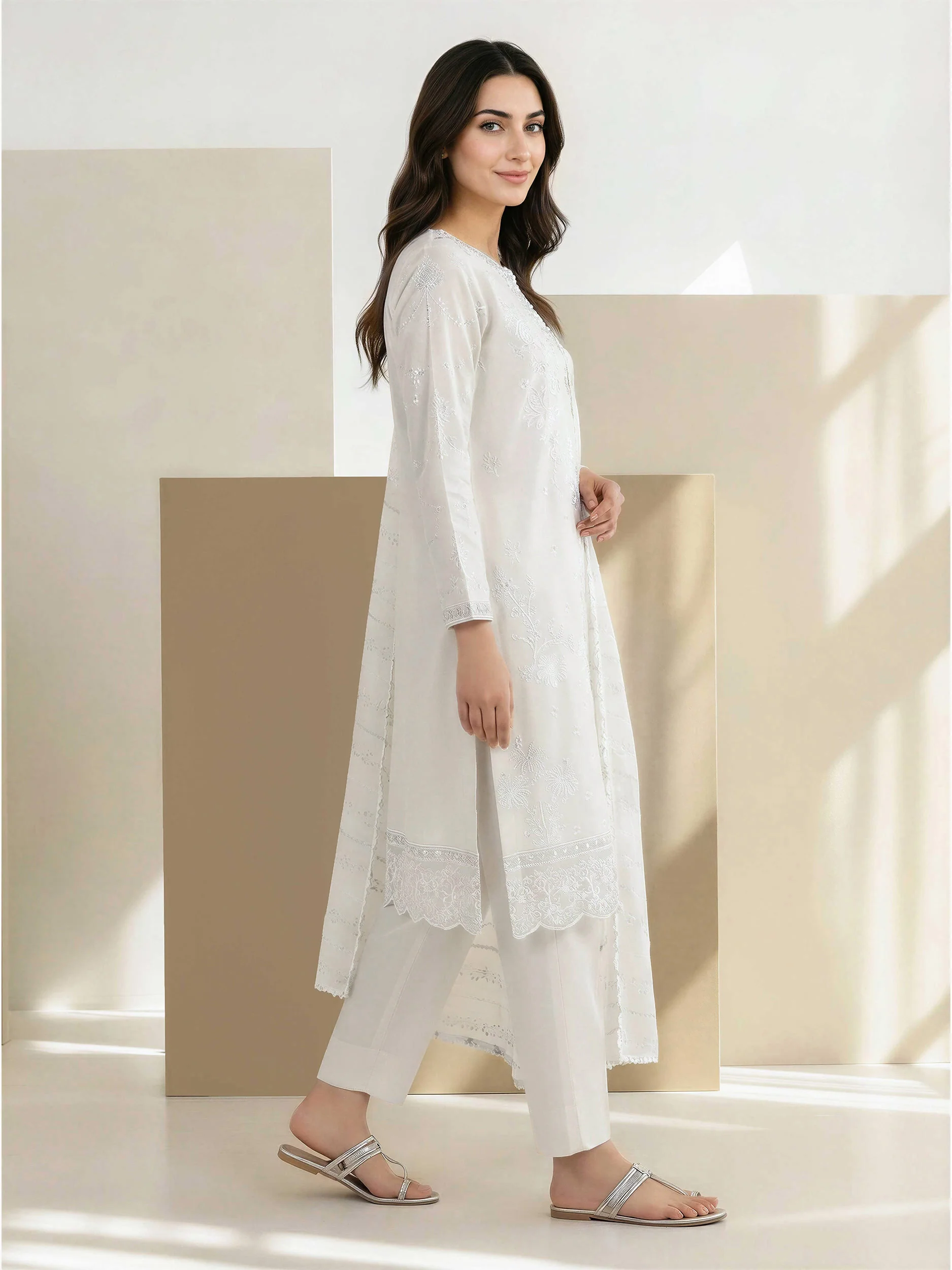 3 Piece Lawn Slub Suit- Embroidered (Pret) - Image 2