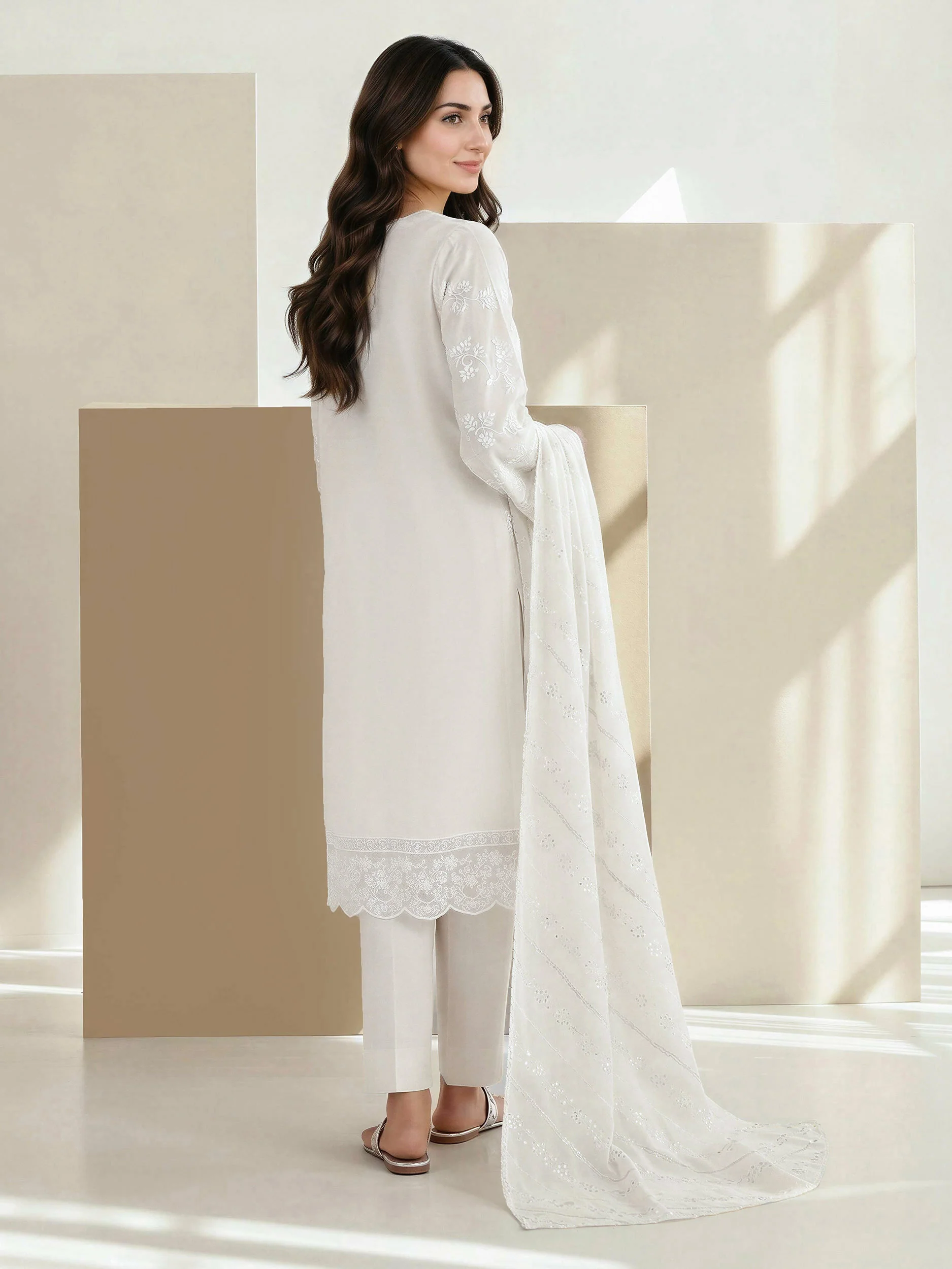 3 Piece Lawn Slub Suit- Embroidered (Pret) - Image 3