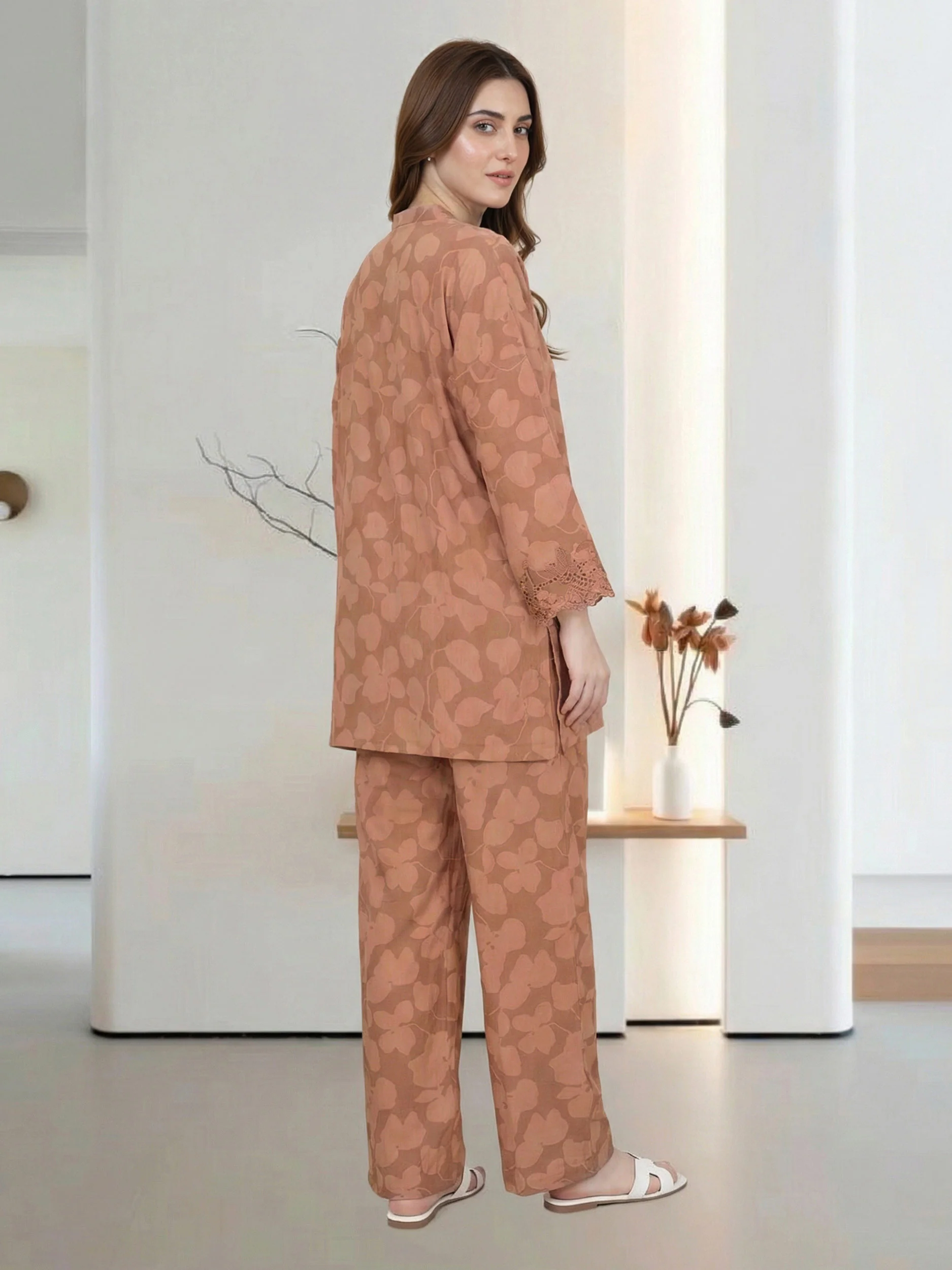 Viscose Slub Co-ord set- Embroidered - Image 3
