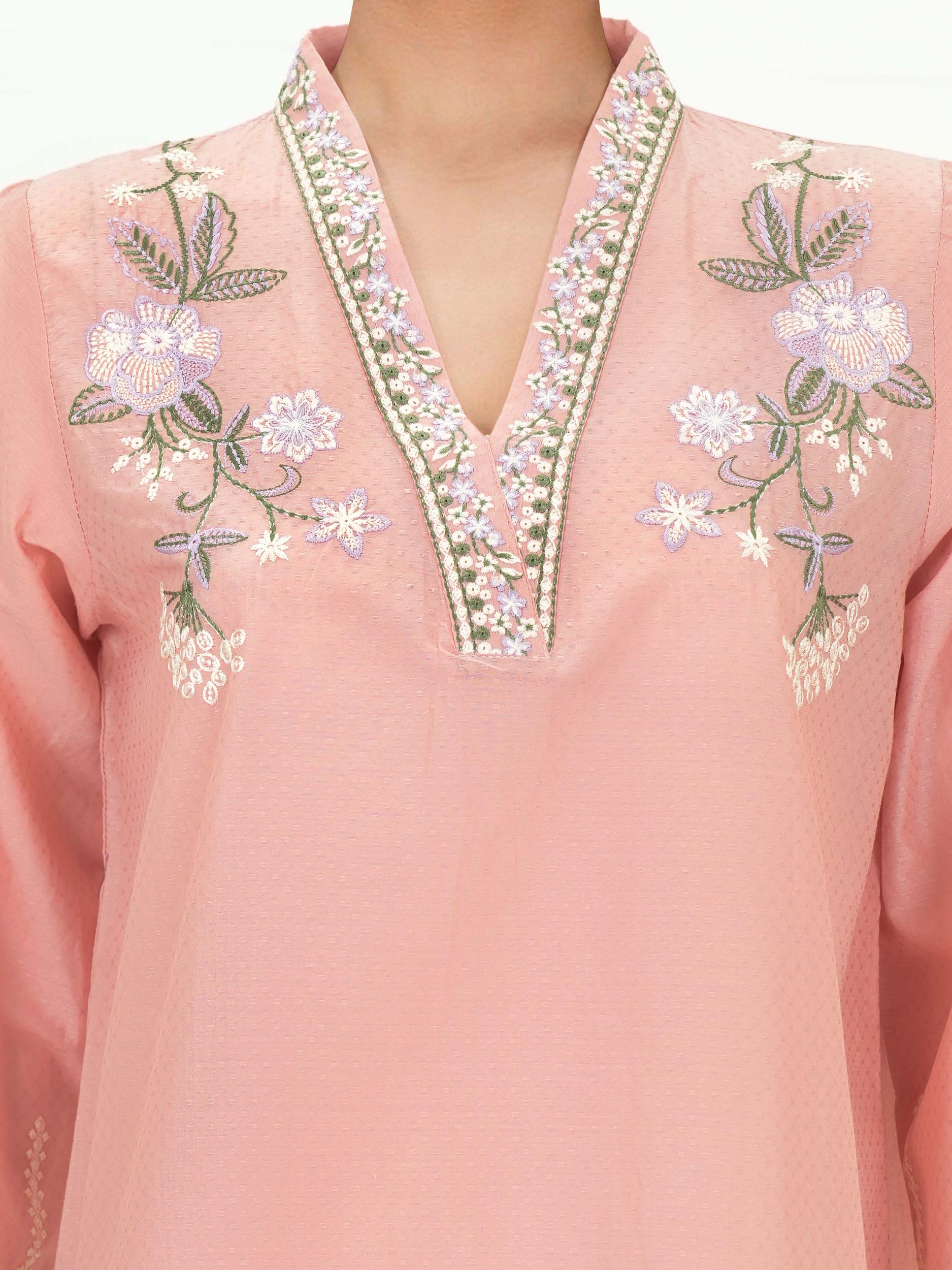 3 Piece Dobby Suit- Embroidered (Pret) - Image 4