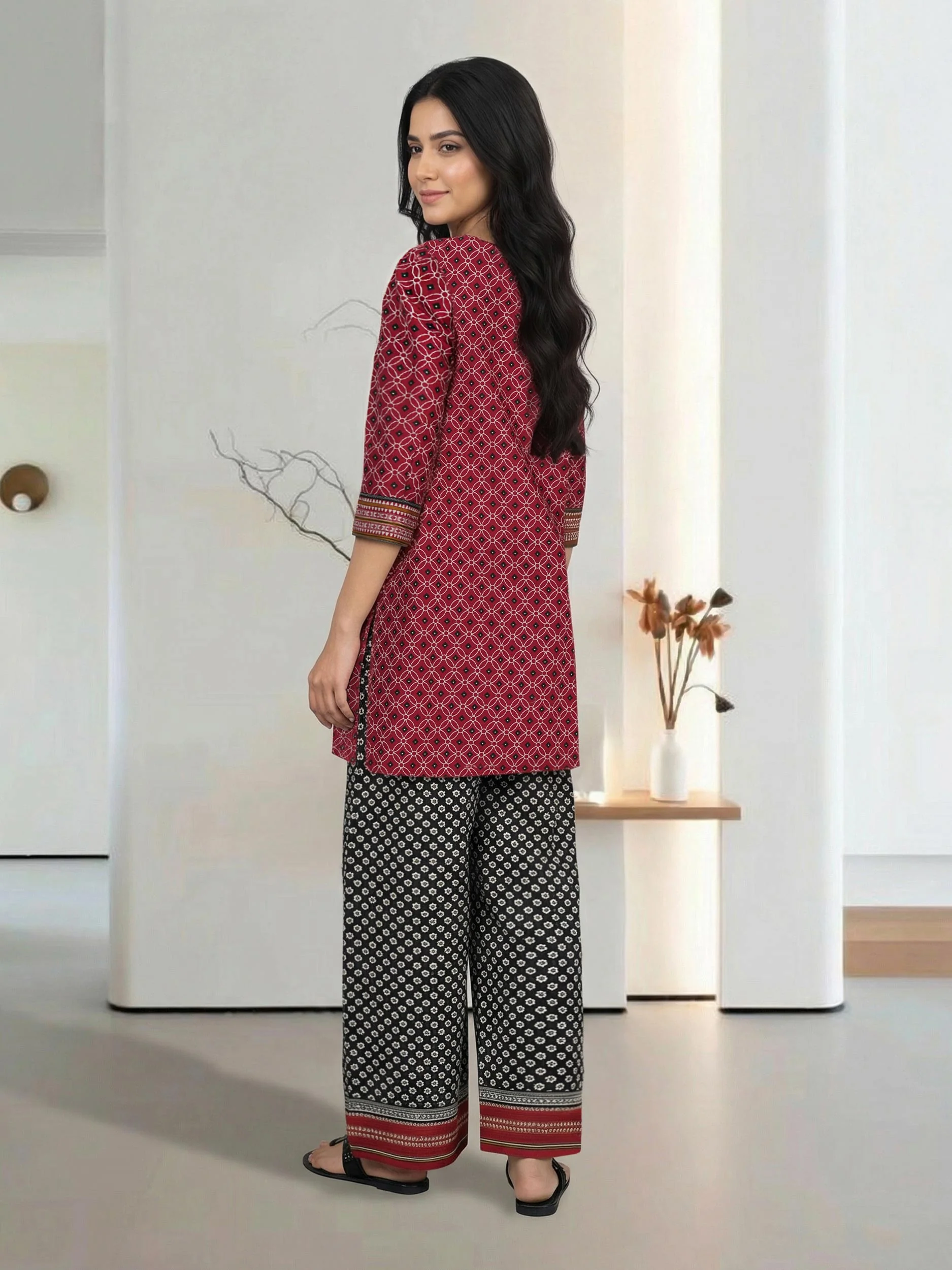2 Piece Lawn Slub Suit (Pret) TROUSER ISSUE - Image 3