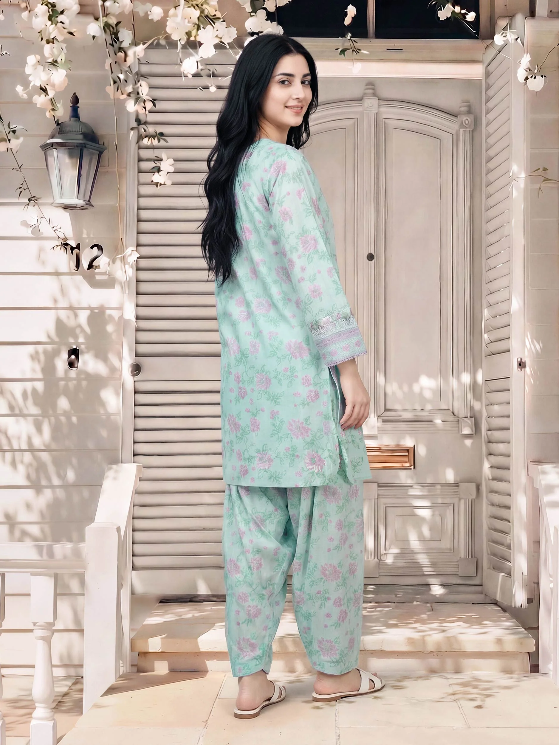 2 Piece Lawn Slub Suit- Embroidered (Pret) - Image 2