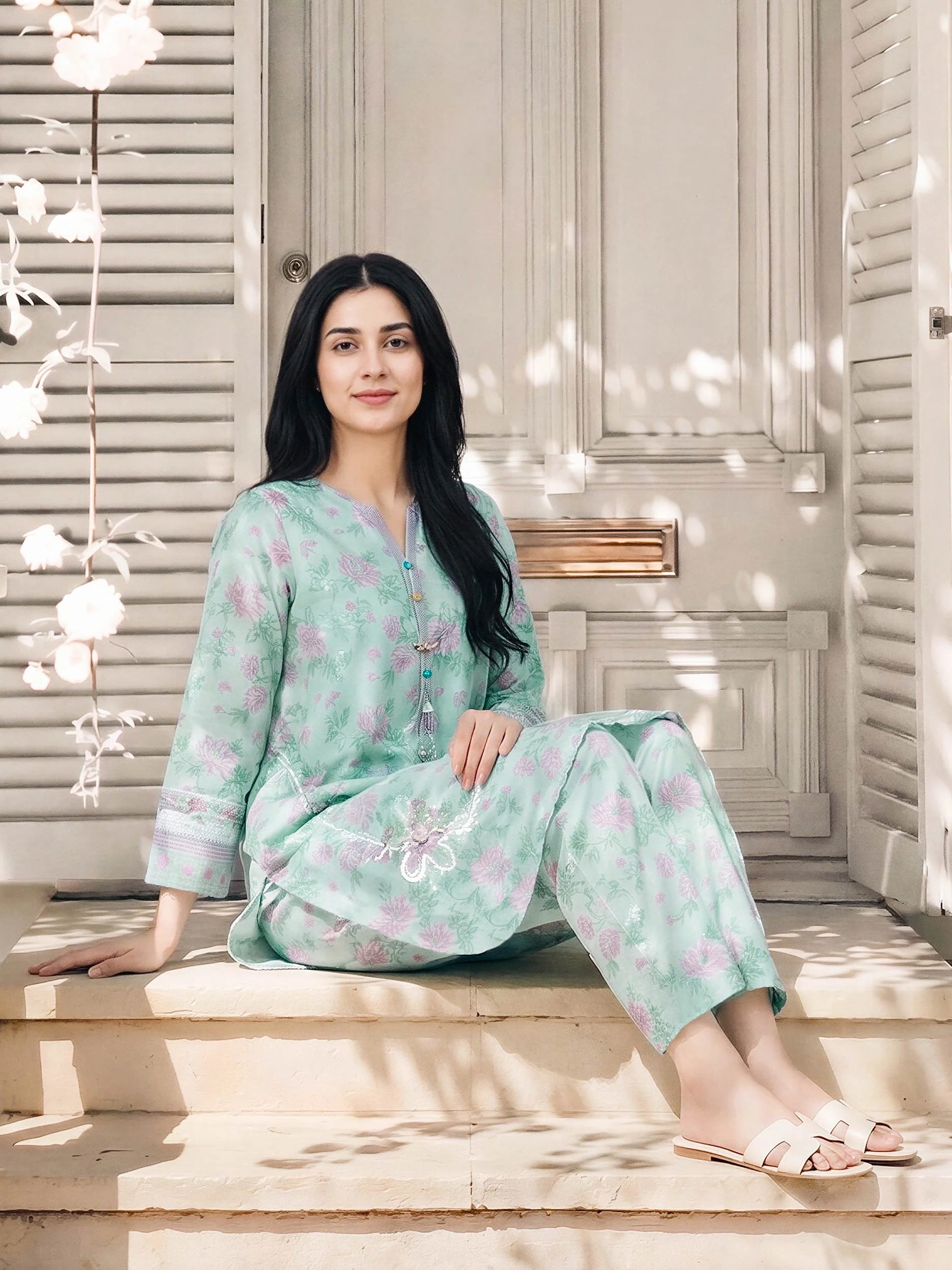 2 Piece Lawn Slub Suit- Embroidered (Pret) - Image 4