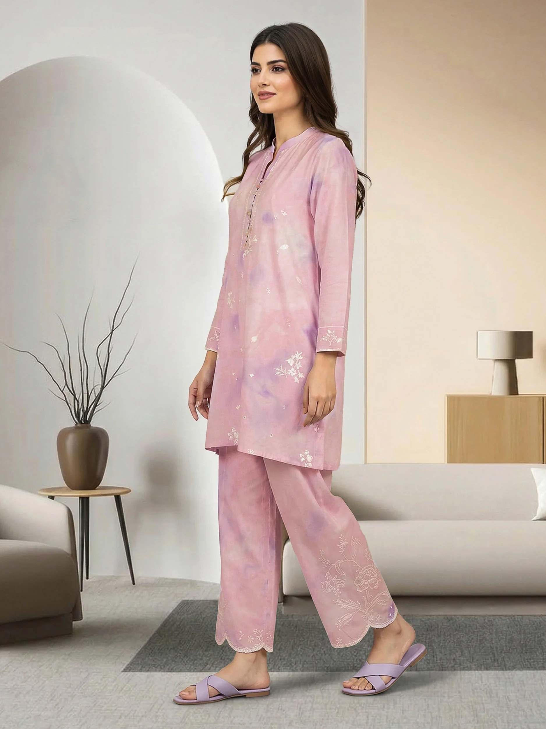 2 Piece Cambric Suit- Embroidered (Pret) - Image 2