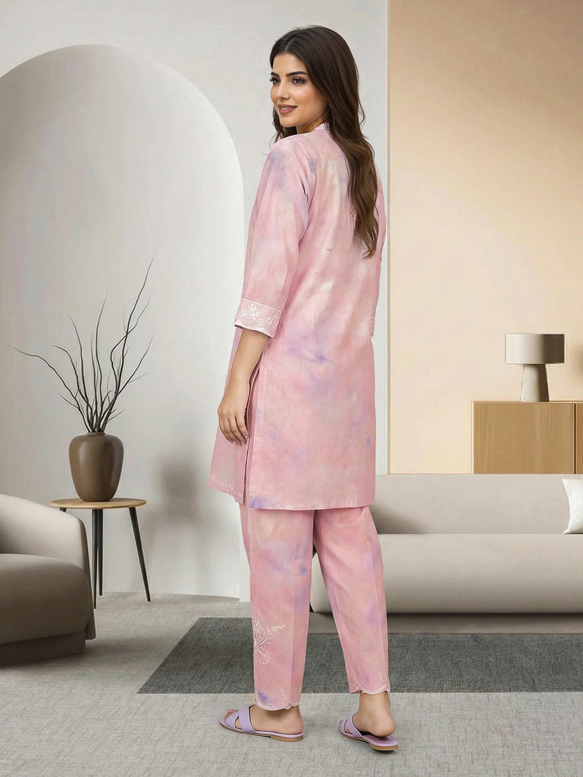 2 Piece Cambric Suit- Embroidered (Pret) - Image 3