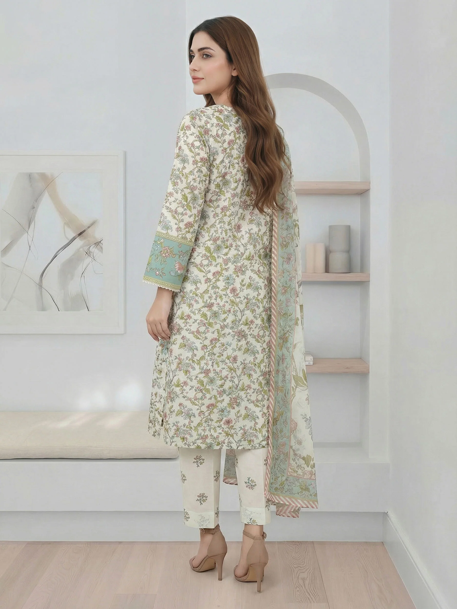 3 Piece Lawn Suit- Embroidered (Pret) - Image 3