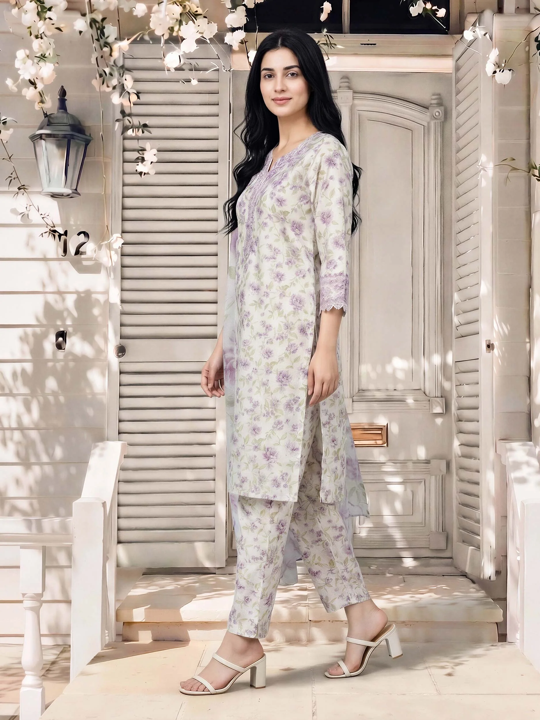 3 Piece Lawn Suit- Embroidered (Pret) - Image 2