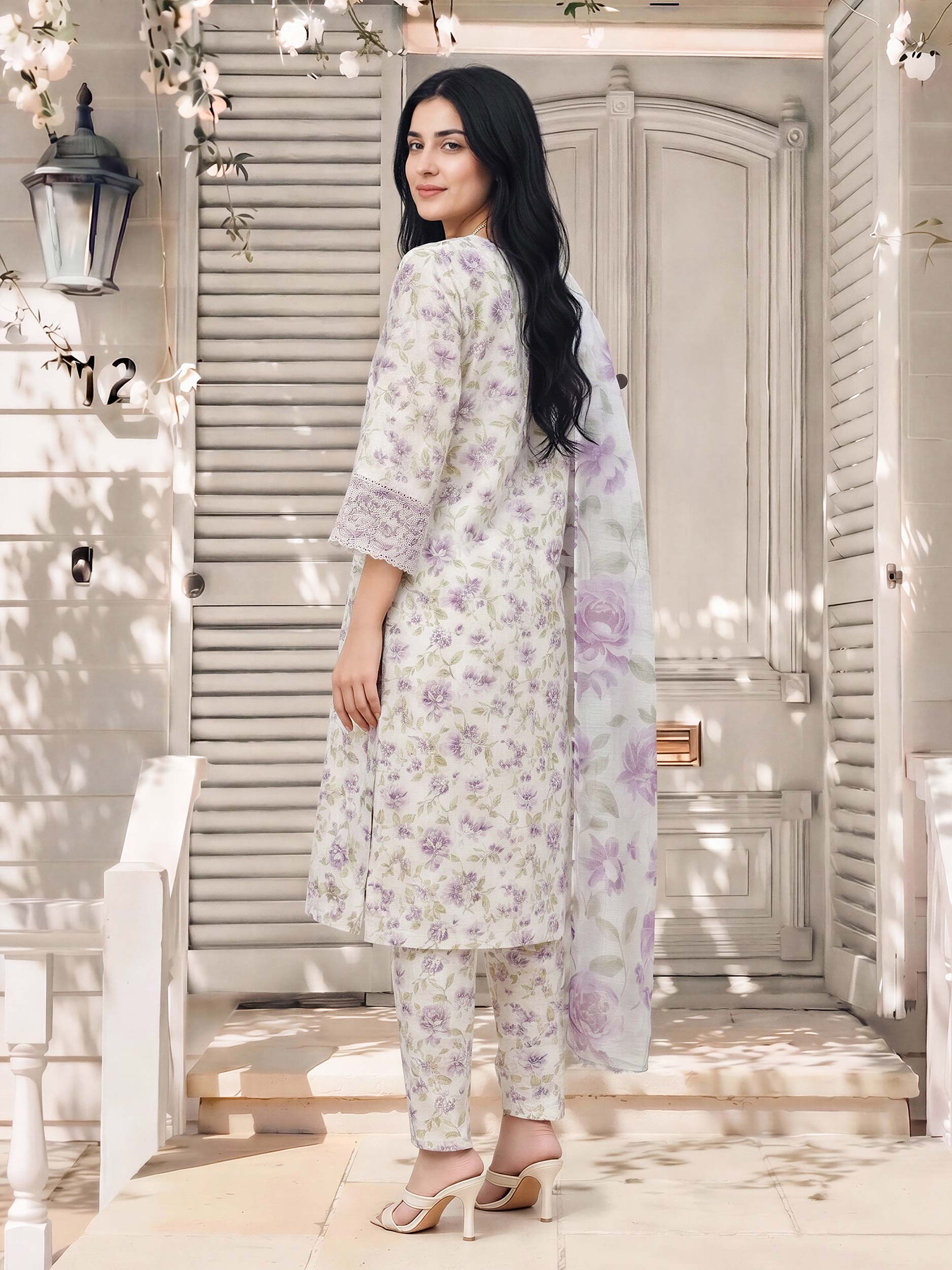 3 Piece Lawn Suit- Embroidered (Pret) - Image 3
