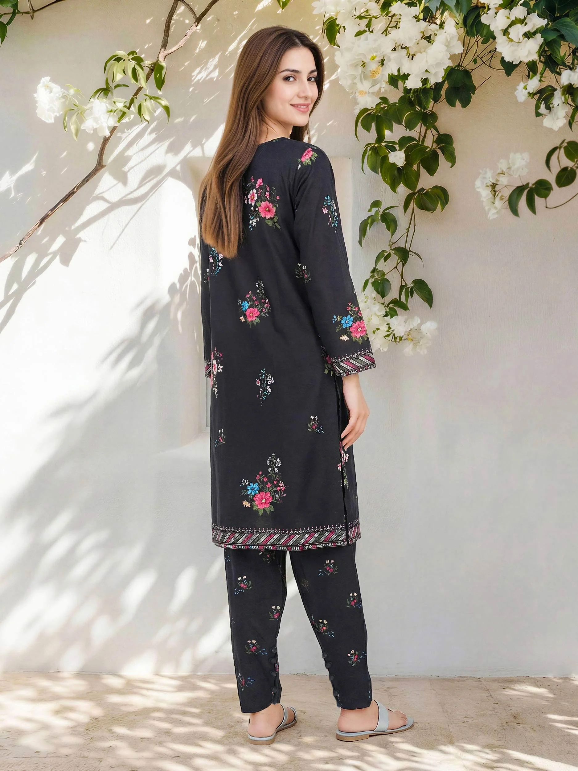 2 Piece Lawn Slub Suit- Embroidered (Pret) - Image 3