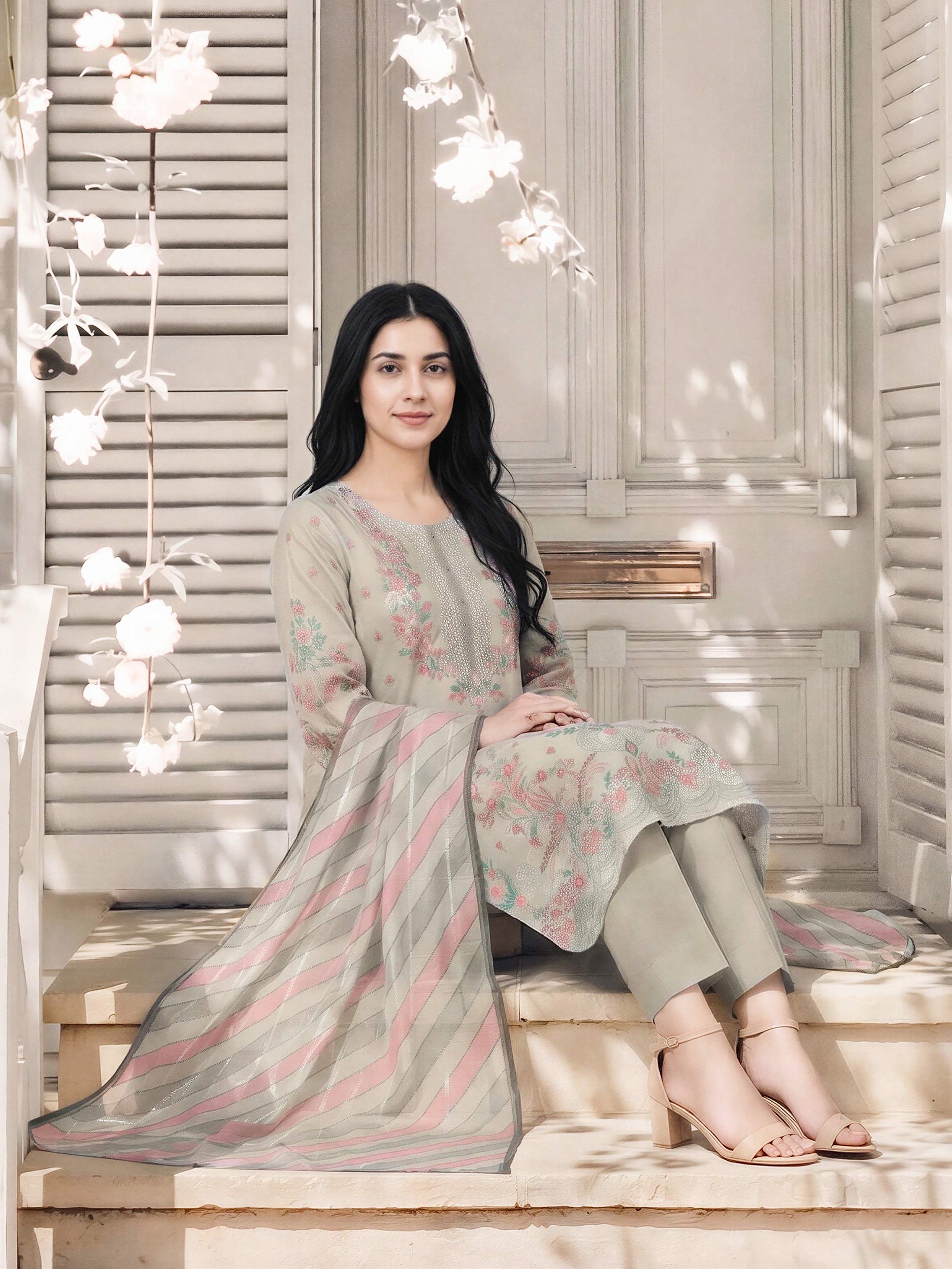 3 Piece Lawn Suit- Embroidered (Pret) - Image 3