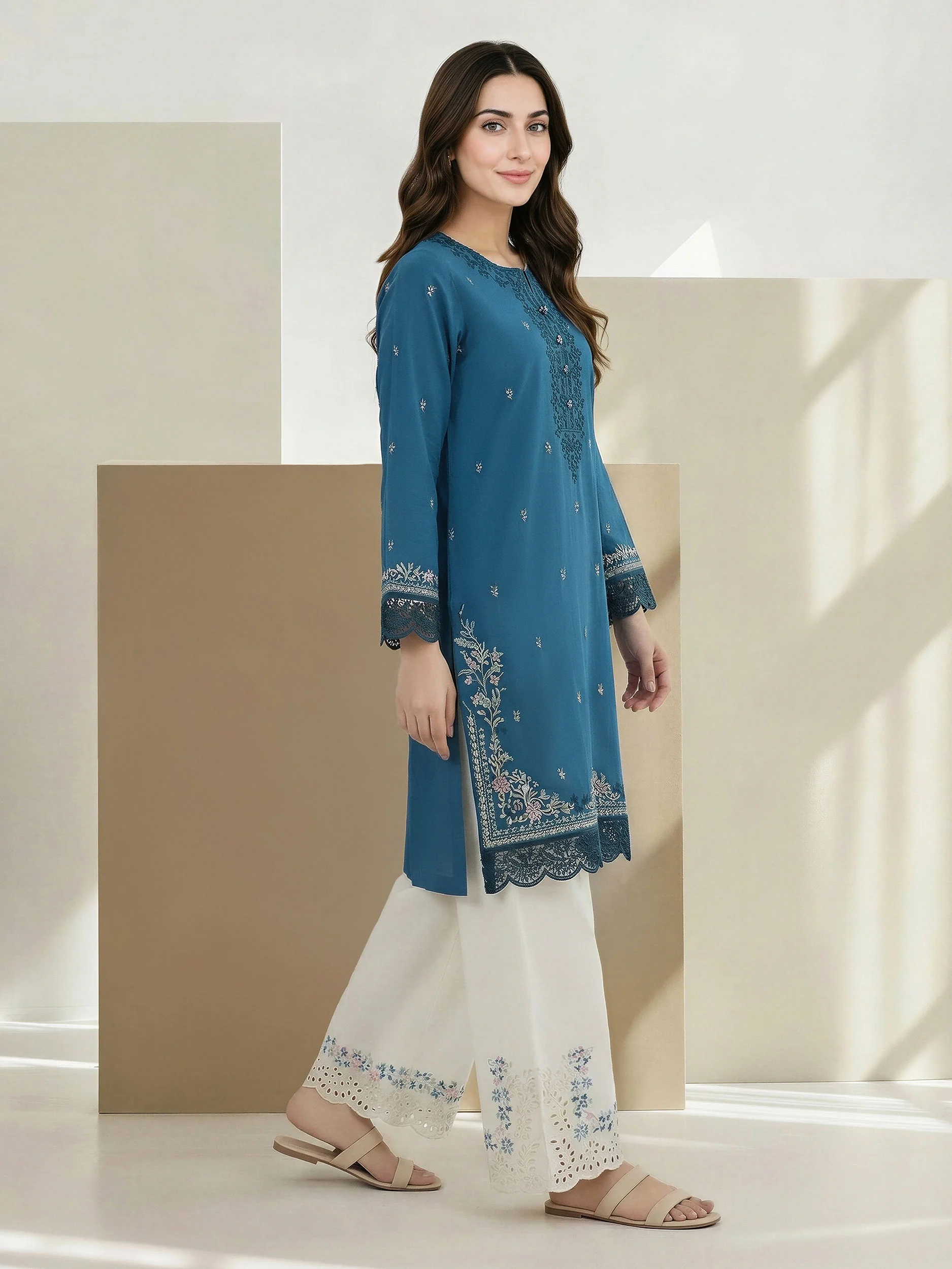 2 Piece Lawn Slub Suit- Embroidered (Pret) - Image 2
