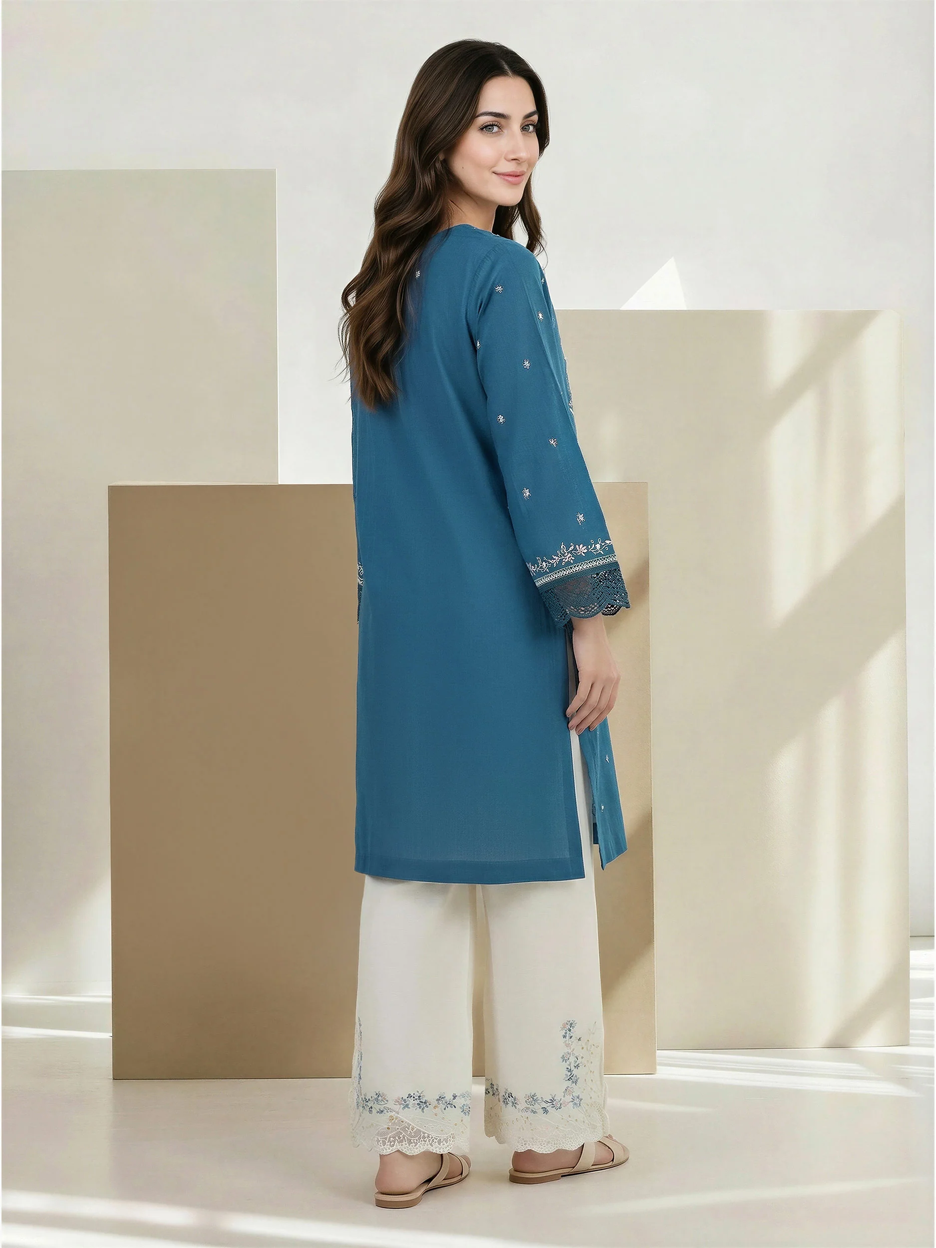 2 Piece Lawn Slub Suit- Embroidered (Pret) - Image 3