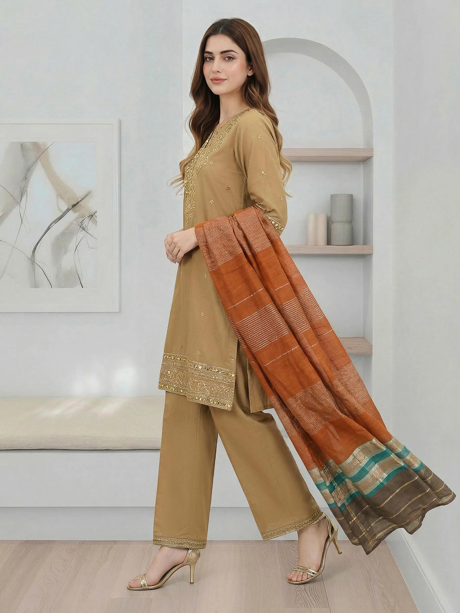 3 Piece Lawn Suit- Embroidered (Pret) - Image 2