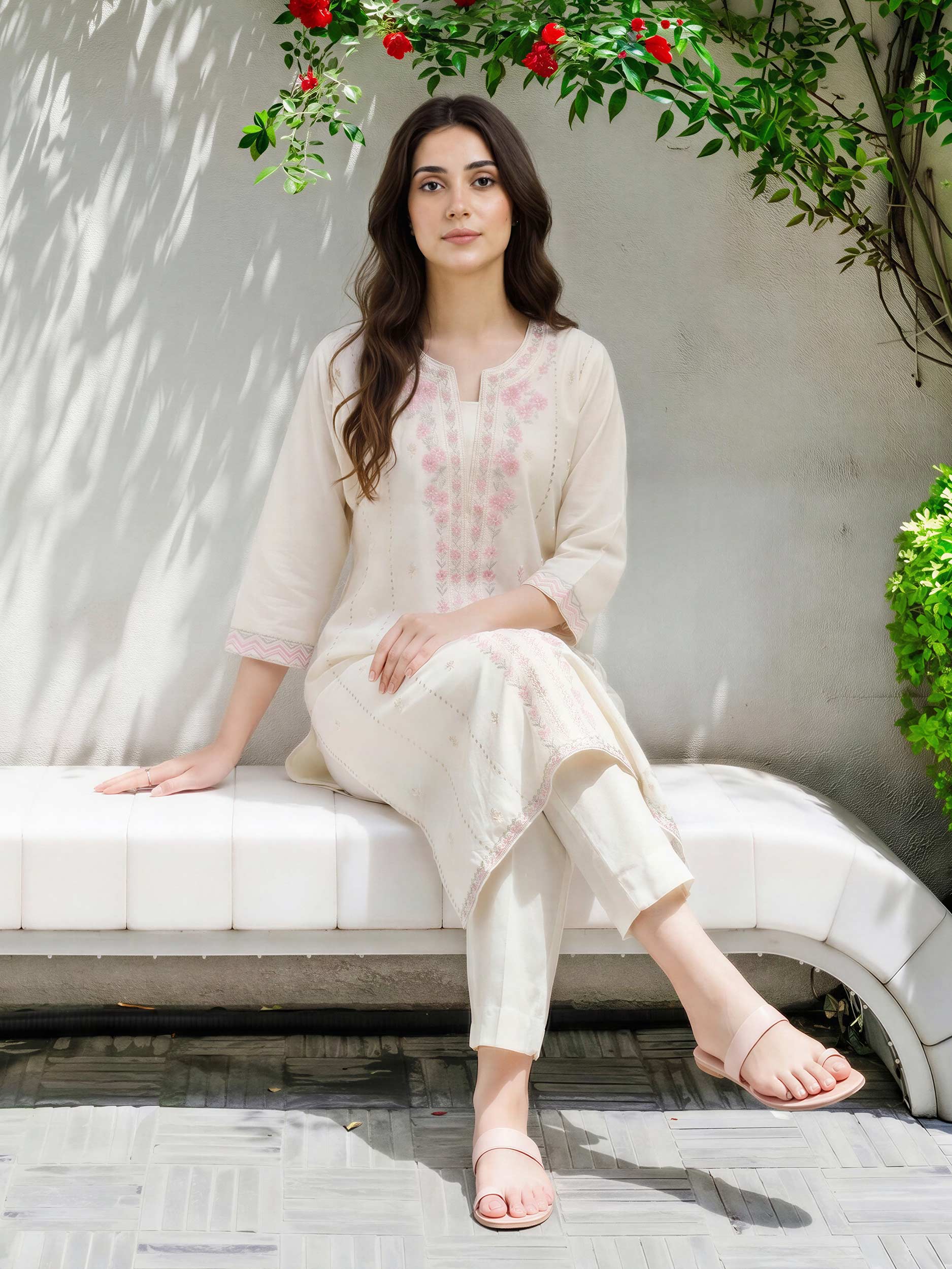 2 Piece Lawn Slub Suit- Embroidered (Pret) - Image 3