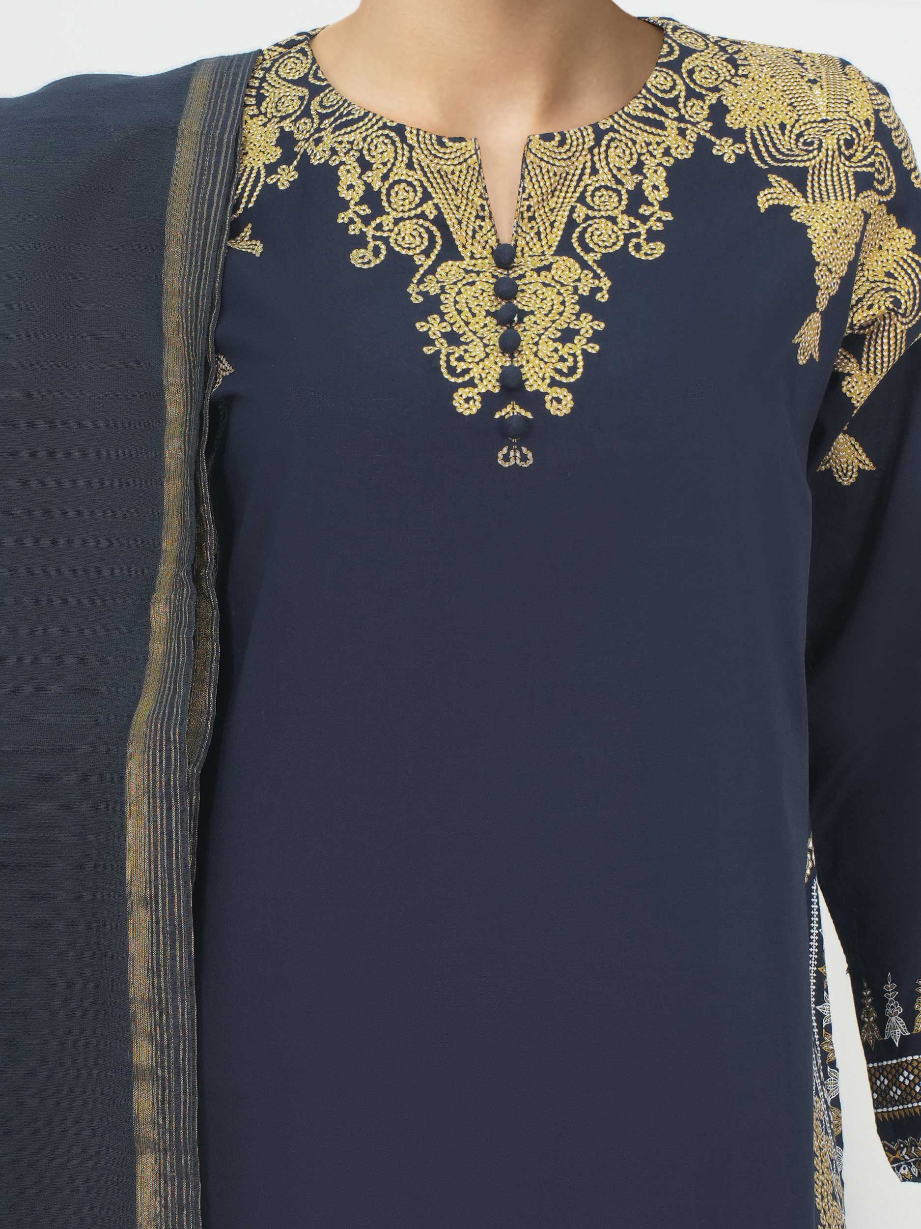 3 Piece Cambric Suit (Pret) - Image 4