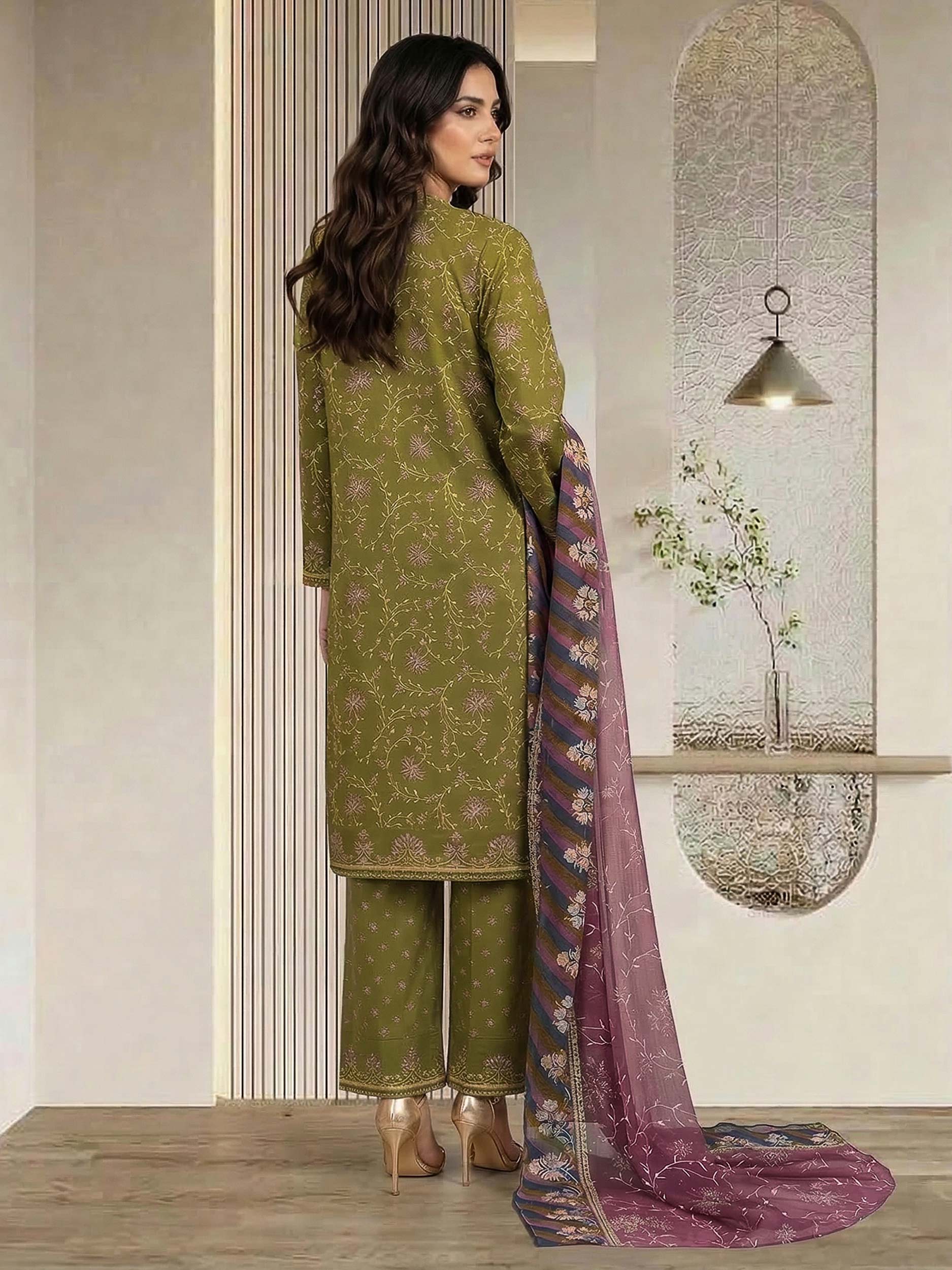 3 Piece Lawn Suit- Embroidered (Pret) - Image 3