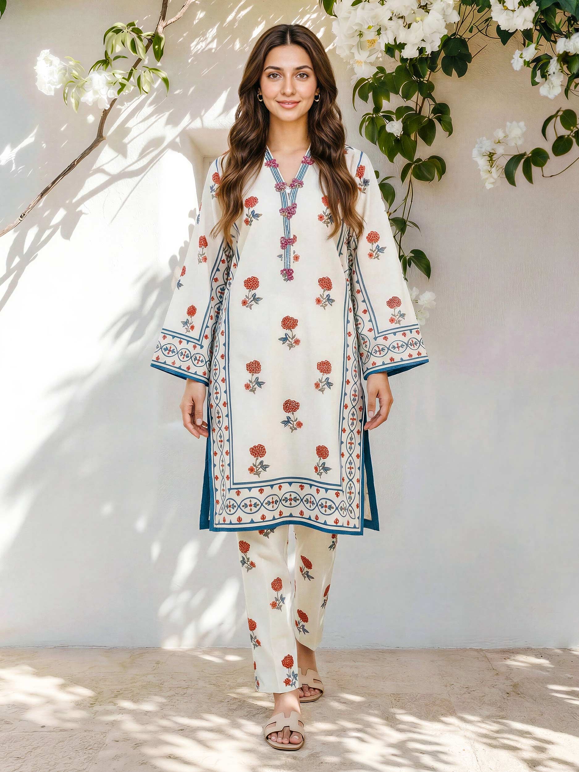 2 Piece Cambric Suit (Pret) - Image 2