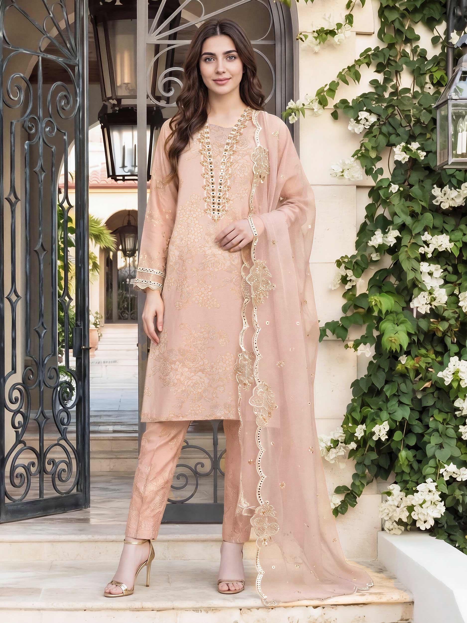 3 Piece Lawn Suit- Embroidered (Pret) - Image 2