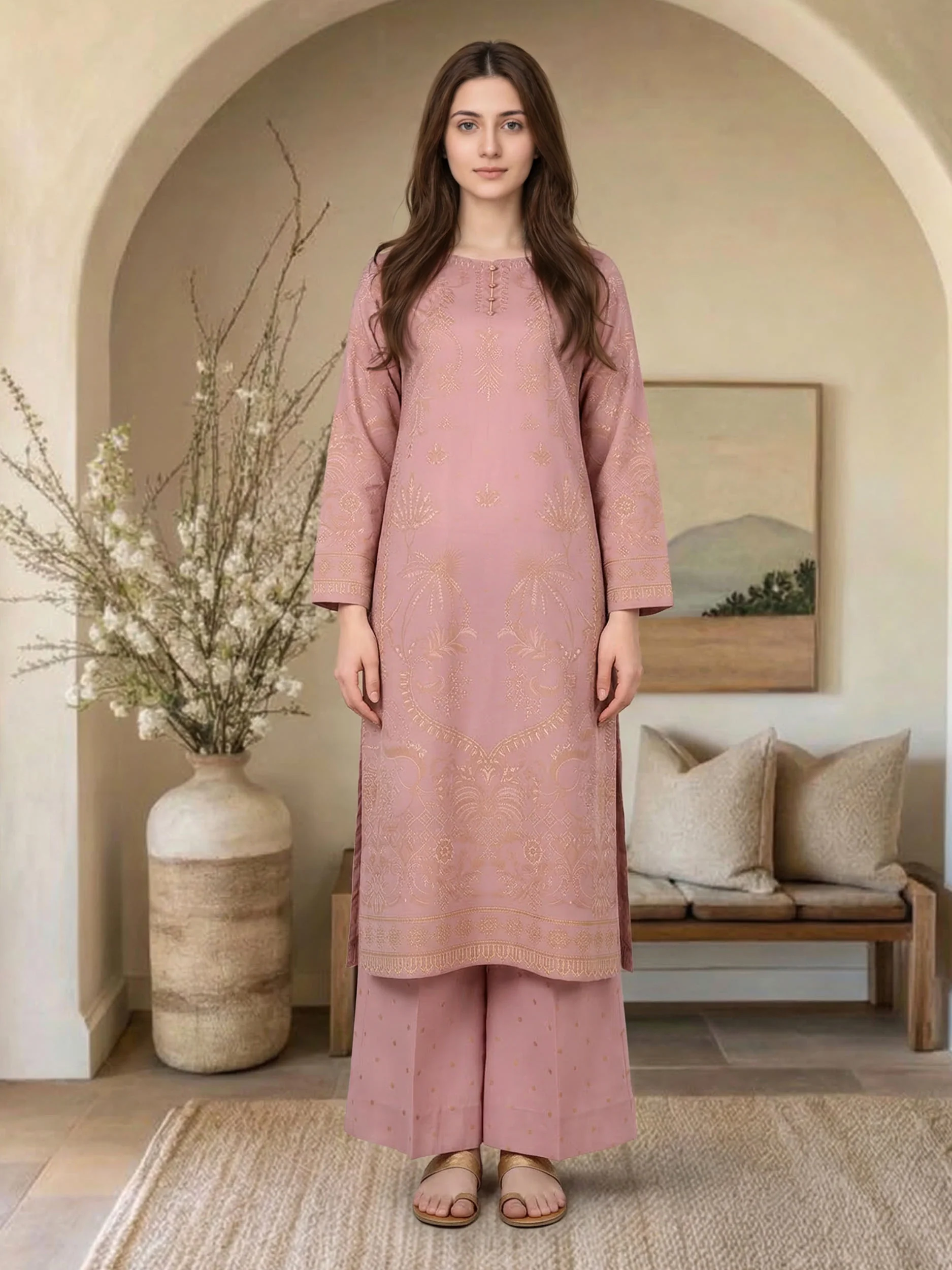 2 Piece Cambric Suit (Pret) - Image 2
