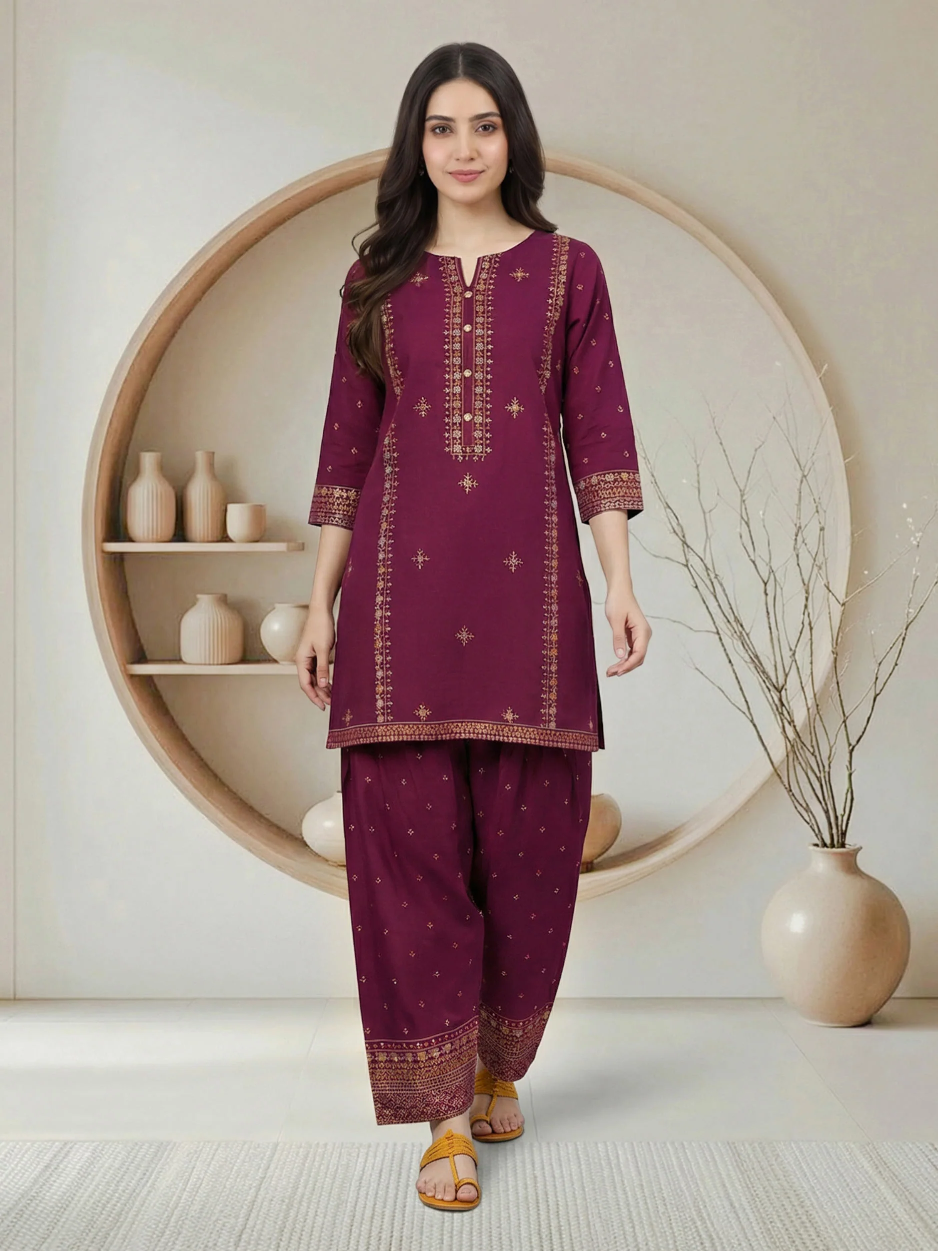 2 Piece Satin Suit (Pret) - Image 2