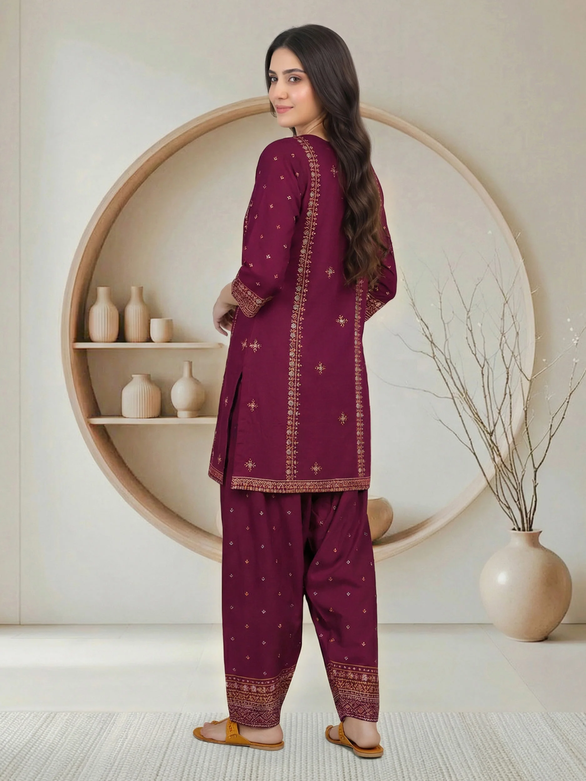2 Piece Satin Suit (Pret) - Image 3